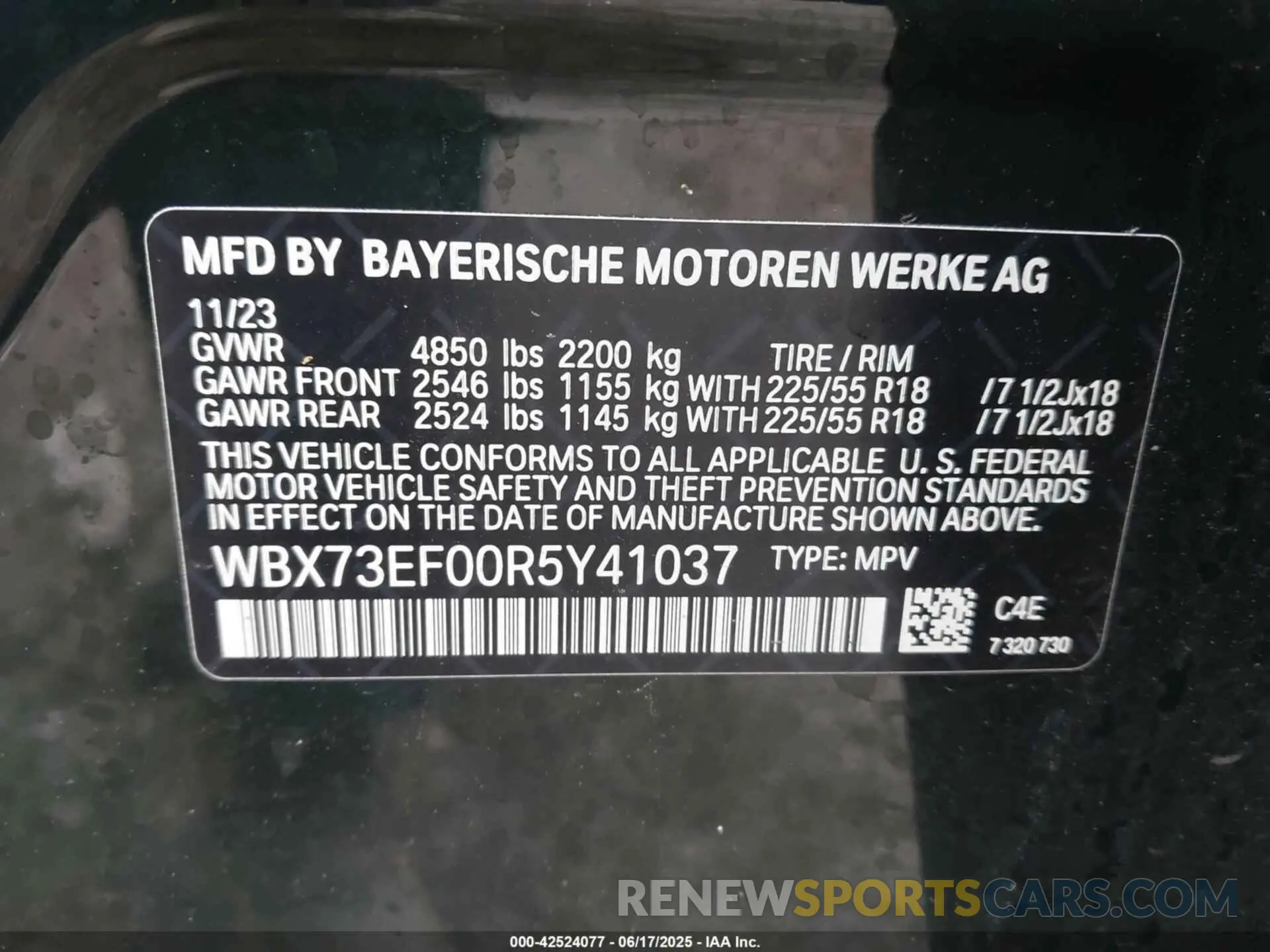 9 Photograph of a damaged car WBX73EF00R5Y41037 BMW X1 2024