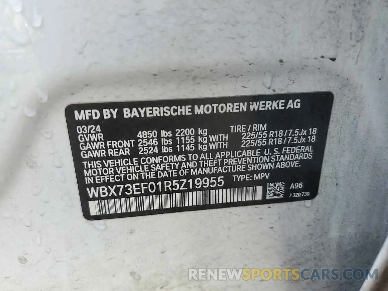 12 Photograph of a damaged car WBX73EF01R5Z19955 BMW X1 2024