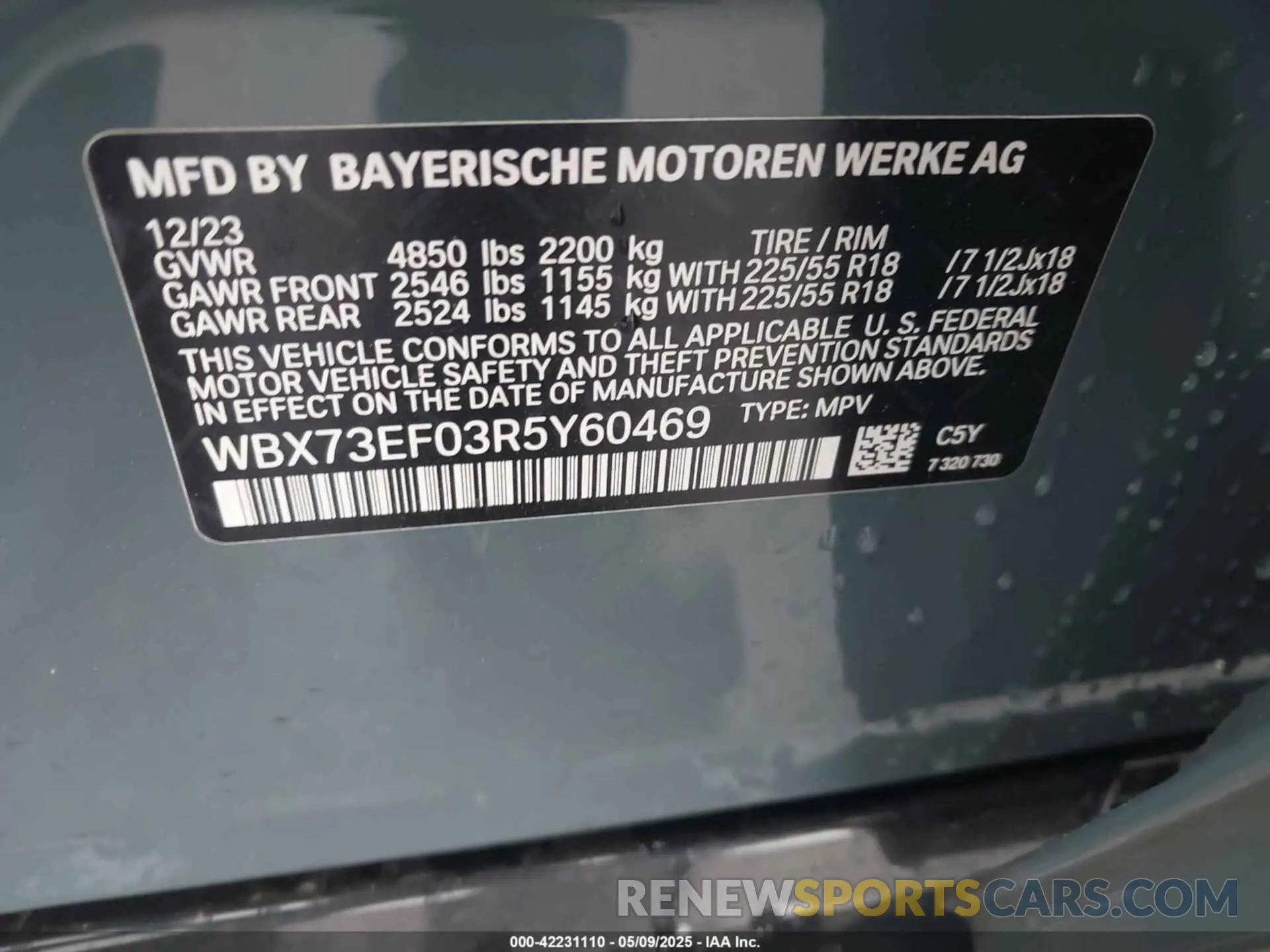 9 Photograph of a damaged car WBX73EF03R5Y60469 BMW X1 2024