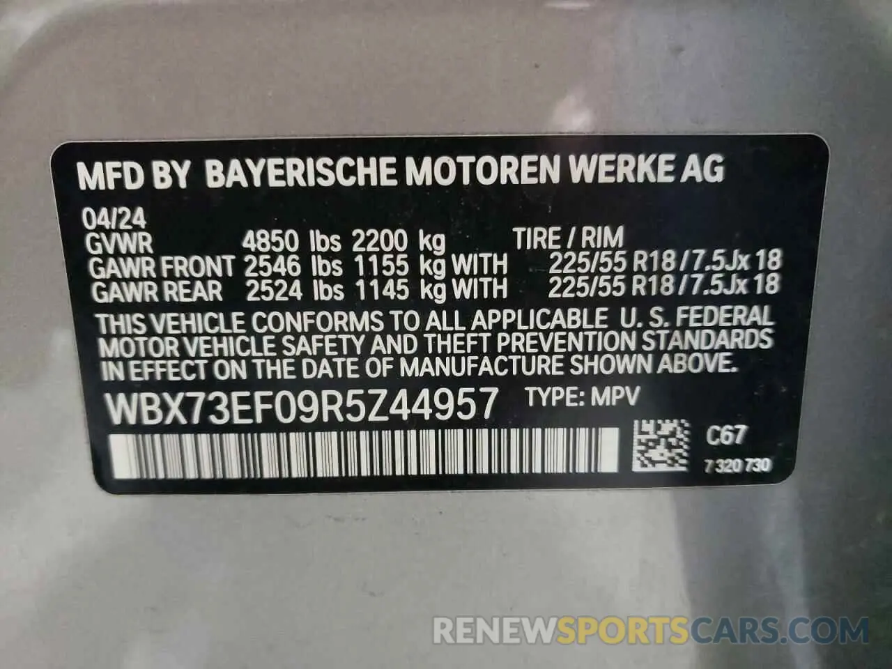 14 Photograph of a damaged car WBX73EF09R5Z44957 BMW X1 2024