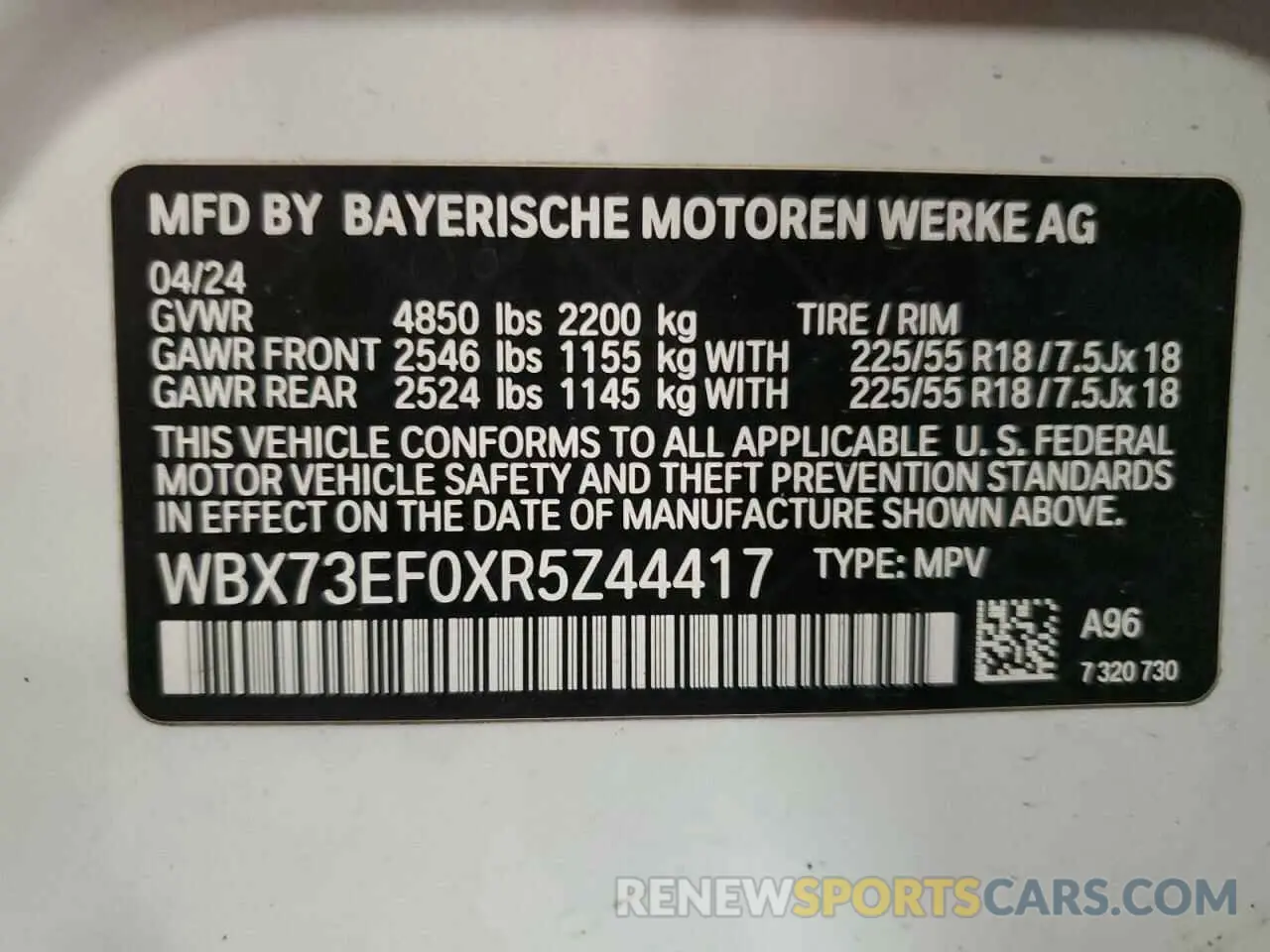 14 Photograph of a damaged car WBX73EF0XR5Z44417 BMW X1 2024