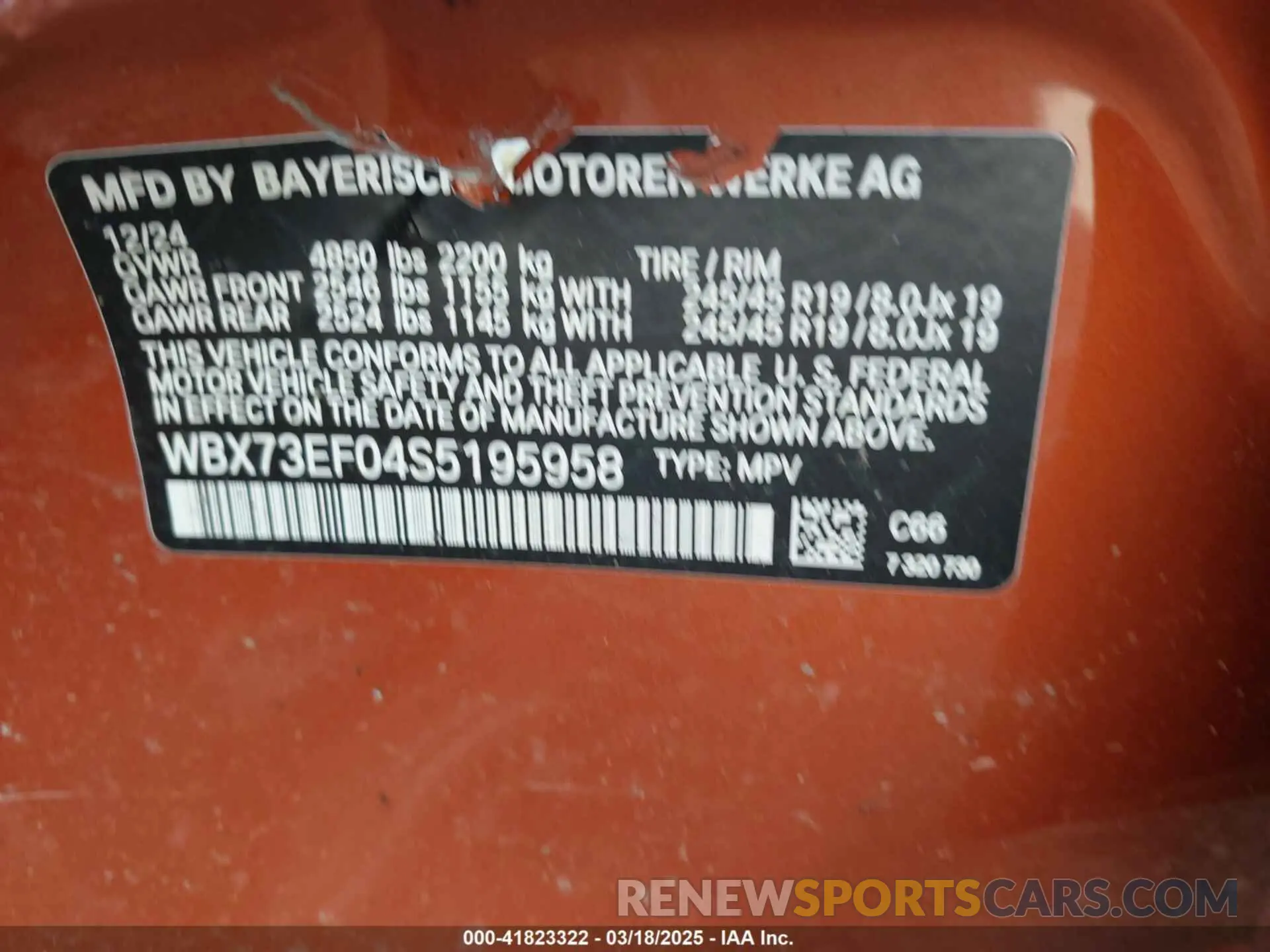9 Photograph of a damaged car WBX73EF04S5195958 BMW X1 2025