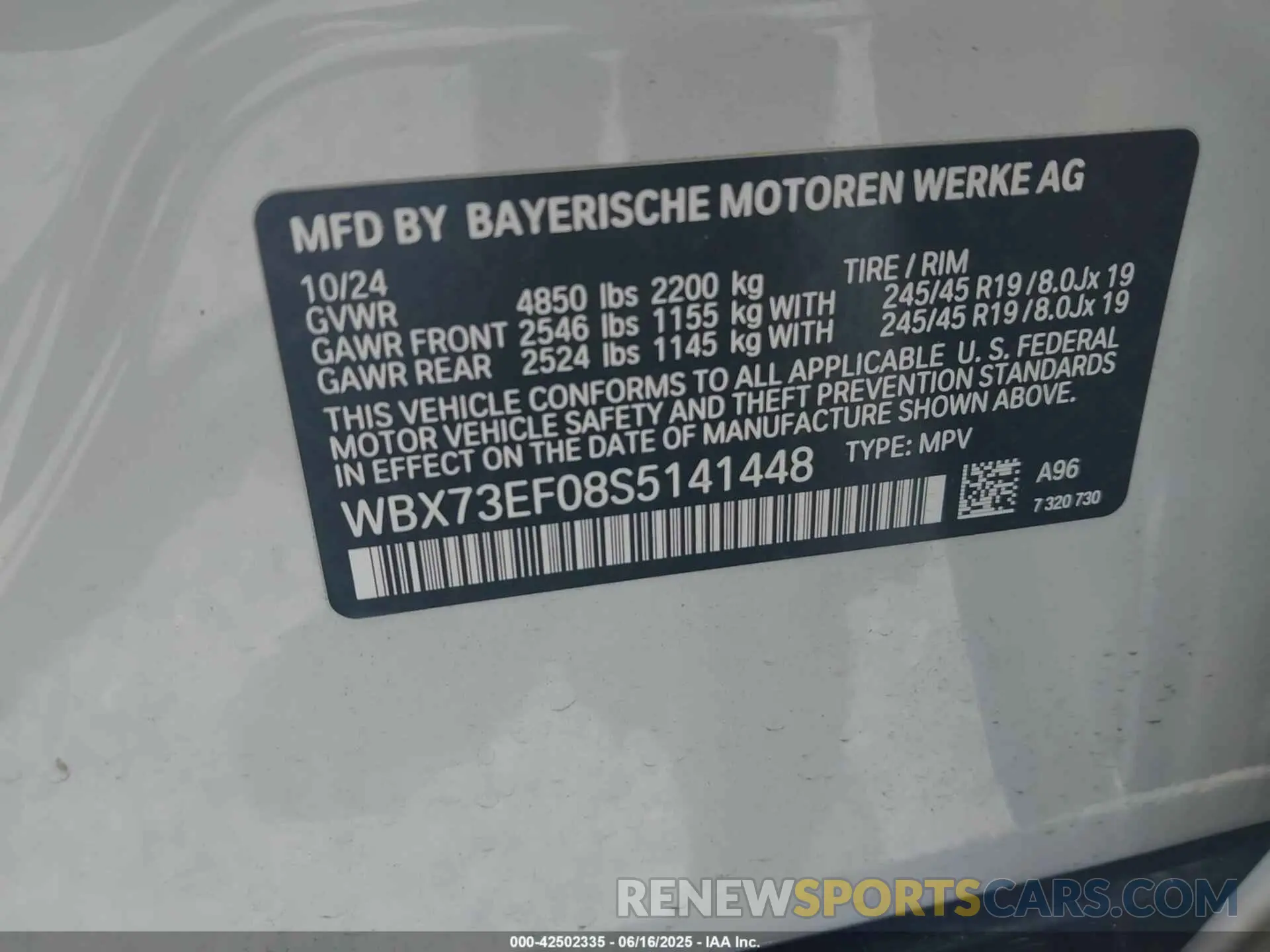 9 Photograph of a damaged car WBX73EF08S5141448 BMW X1 2025