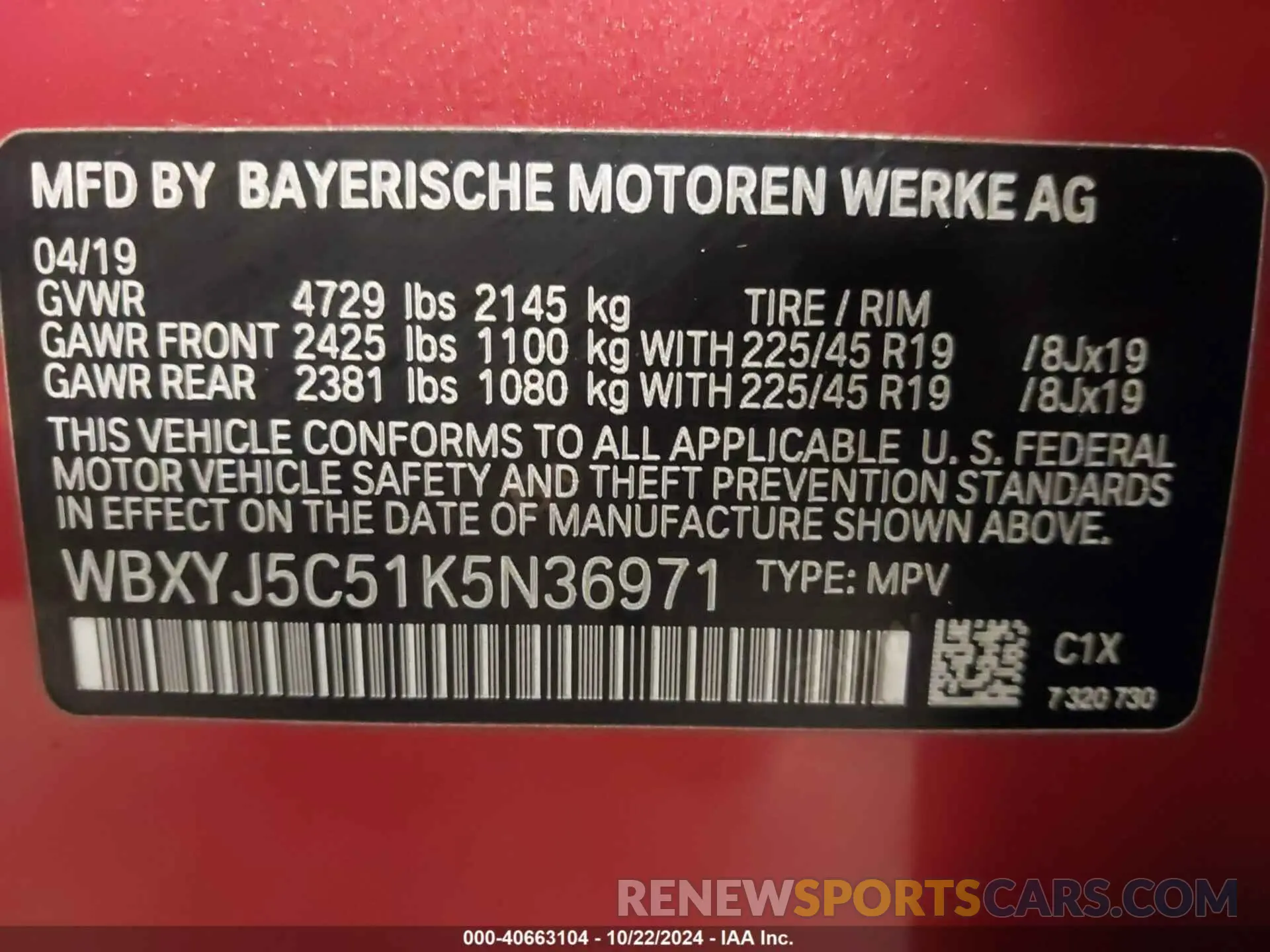 9 Photograph of a damaged car WBXYJ5C51K5N36971 BMW X2 2019