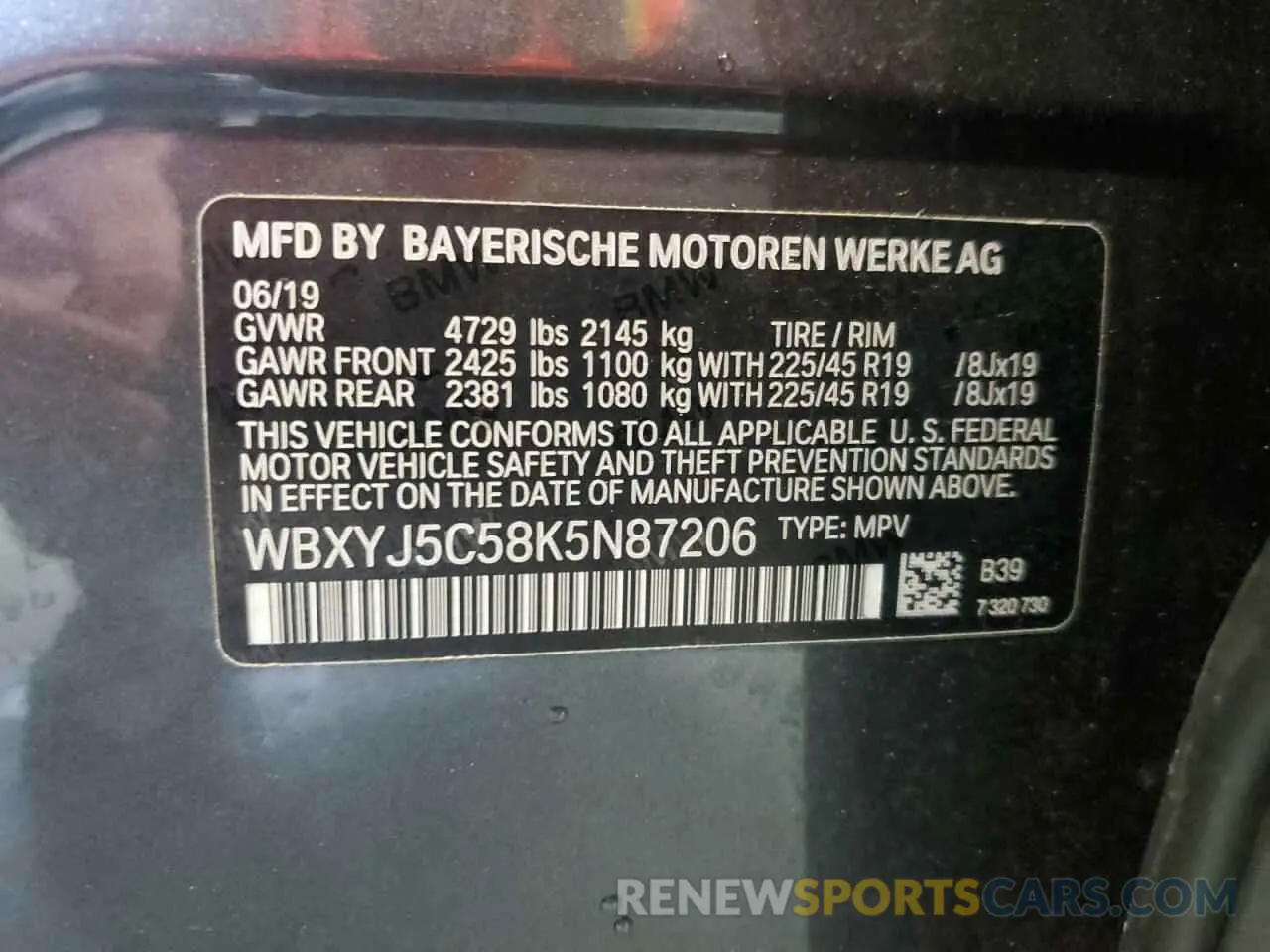 13 Photograph of a damaged car WBXYJ5C58K5N87206 BMW X2 2019