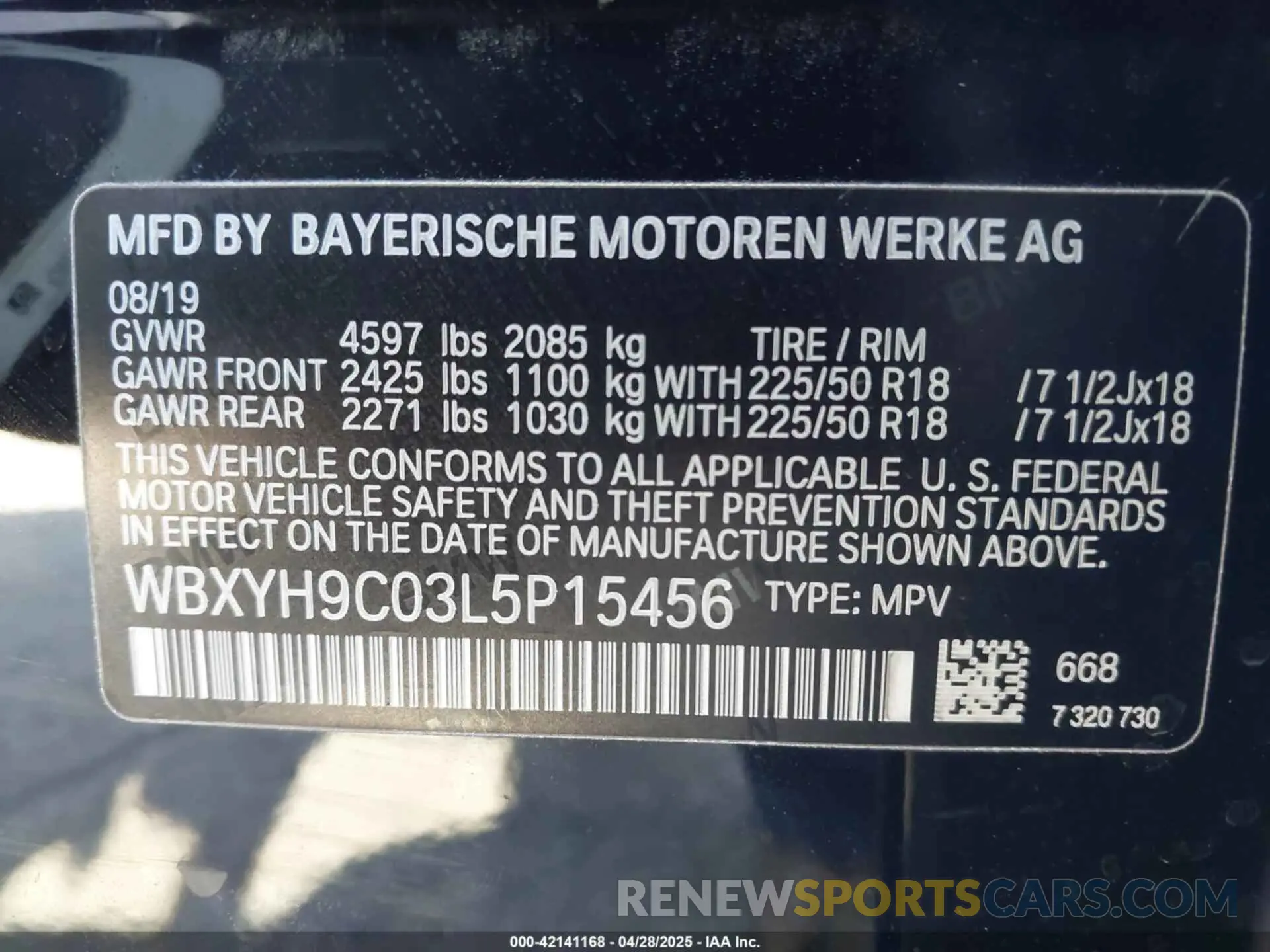 9 Photograph of a damaged car WBXYH9C03L5P15456 BMW X2 2020