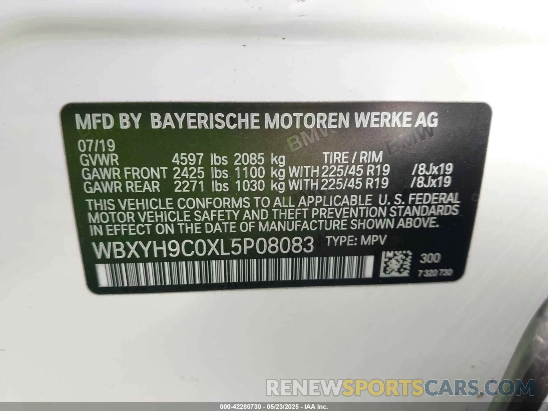 9 Photograph of a damaged car WBXYH9C0XL5P08083 BMW X2 2020