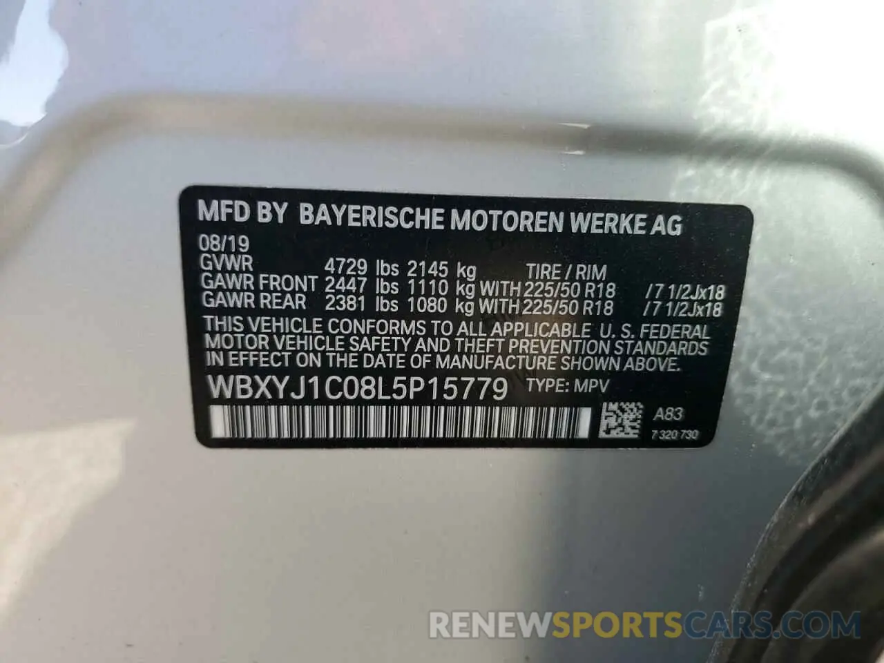 12 Photograph of a damaged car WBXYJ1C08L5P15779 BMW X2 2020