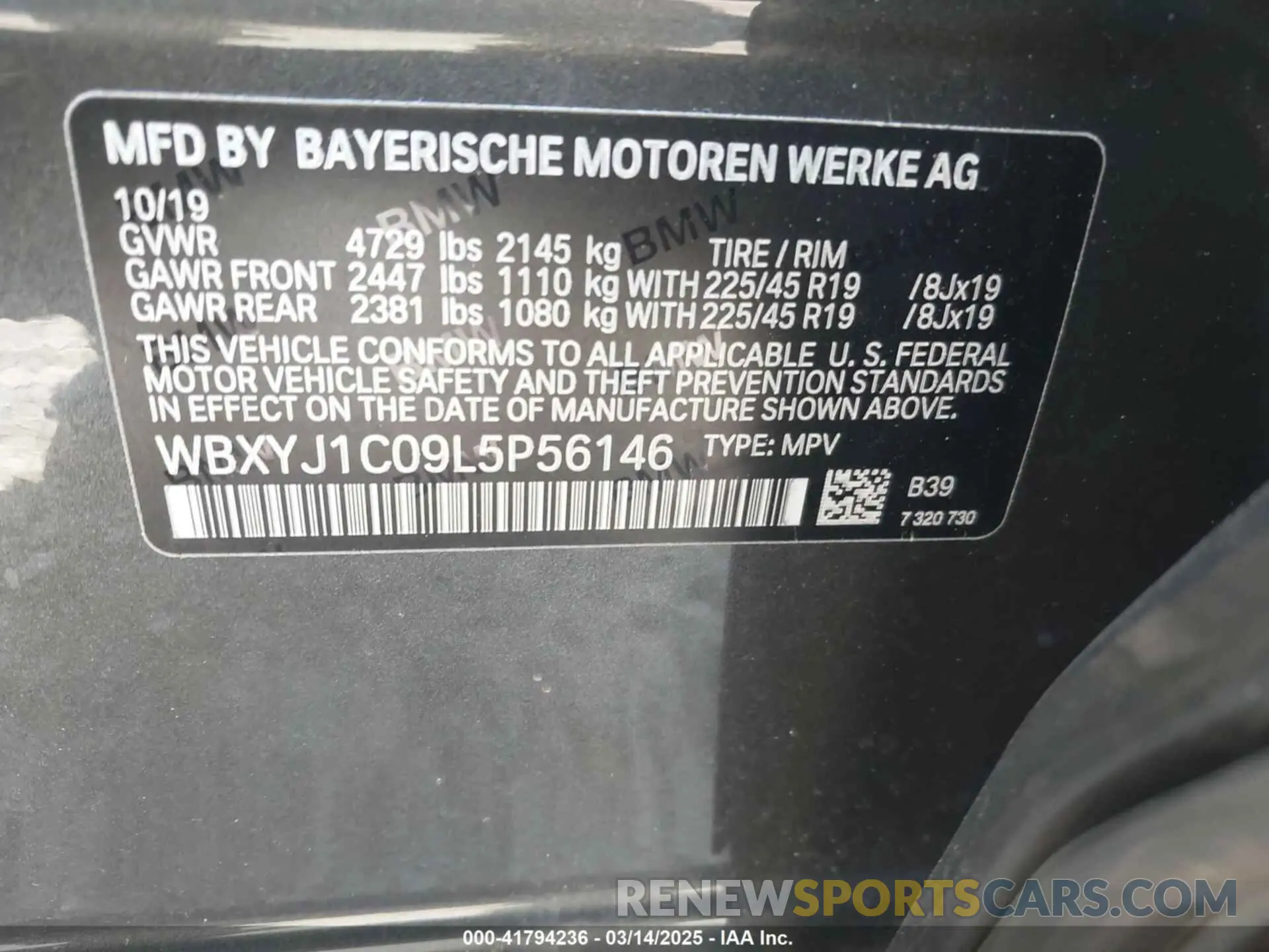 9 Photograph of a damaged car WBXYJ1C09L5P56146 BMW X2 2020