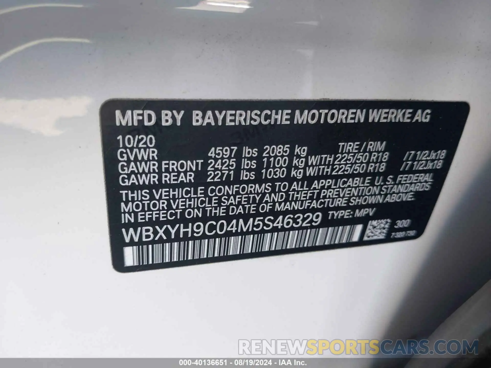 9 Photograph of a damaged car WBXYH9C04M5S46329 BMW X2 2021