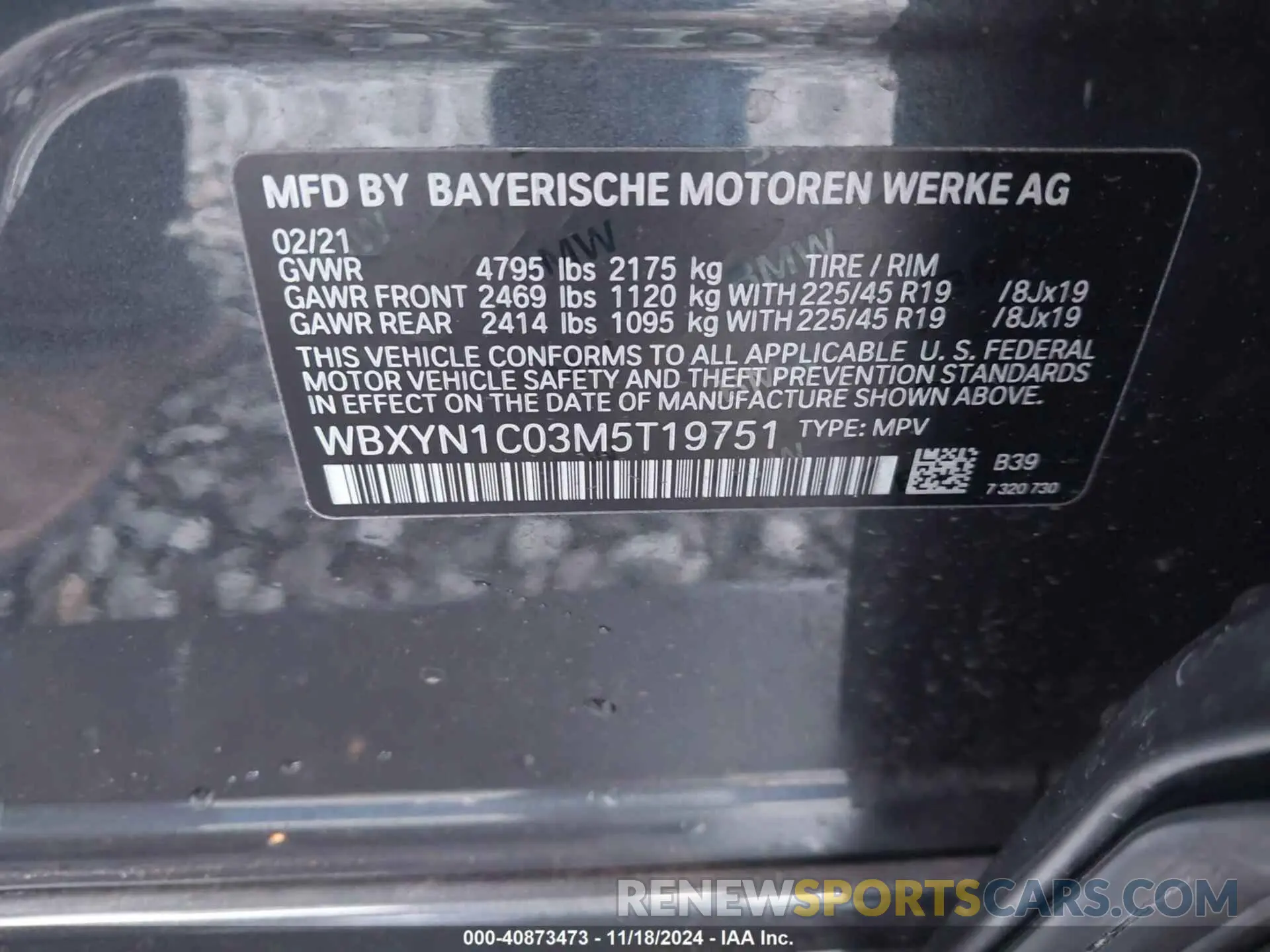 9 Photograph of a damaged car WBXYN1C03M5T19751 BMW X2 2021