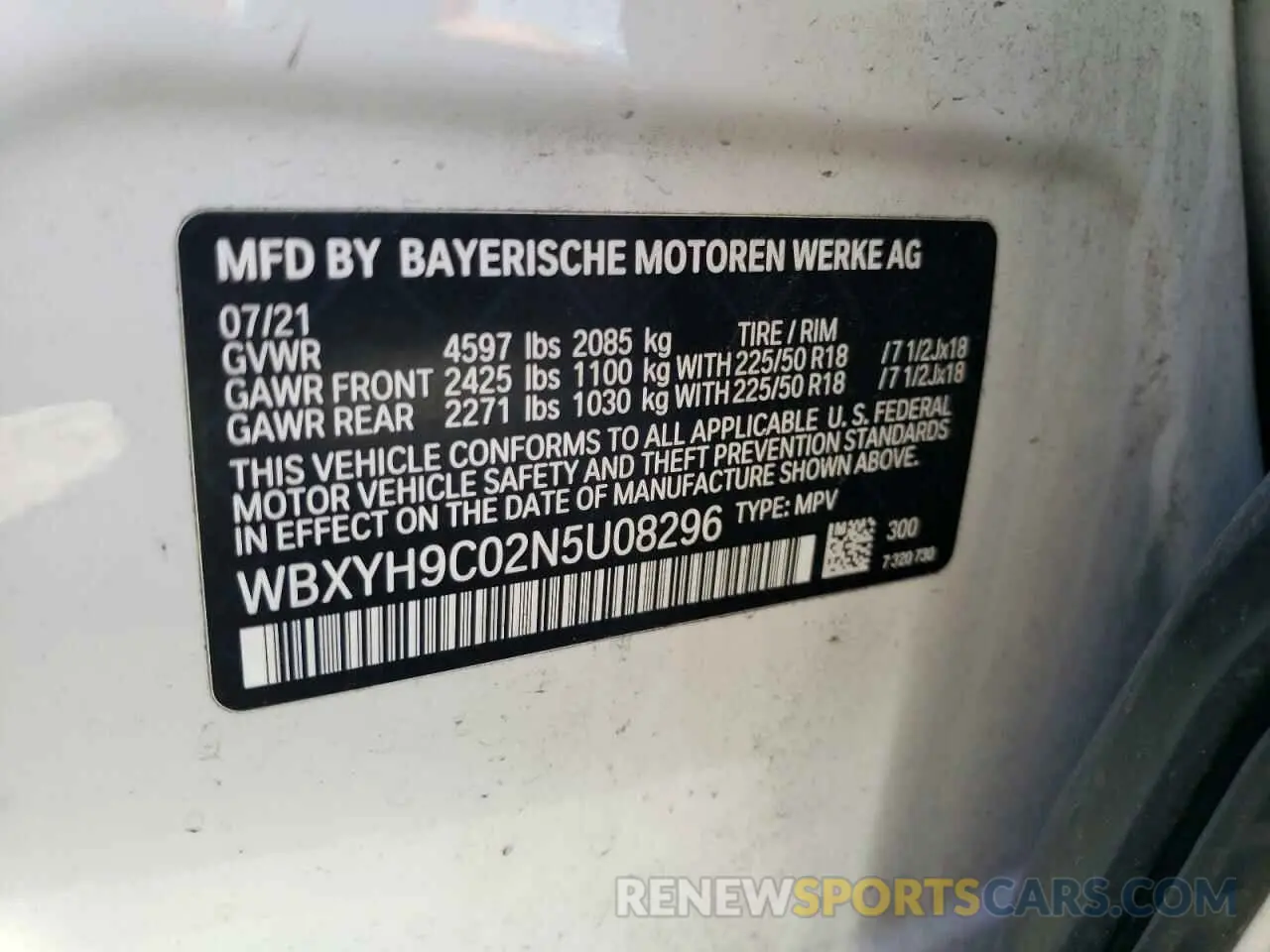 12 Photograph of a damaged car WBXYH9C02N5U08296 BMW X2 2022