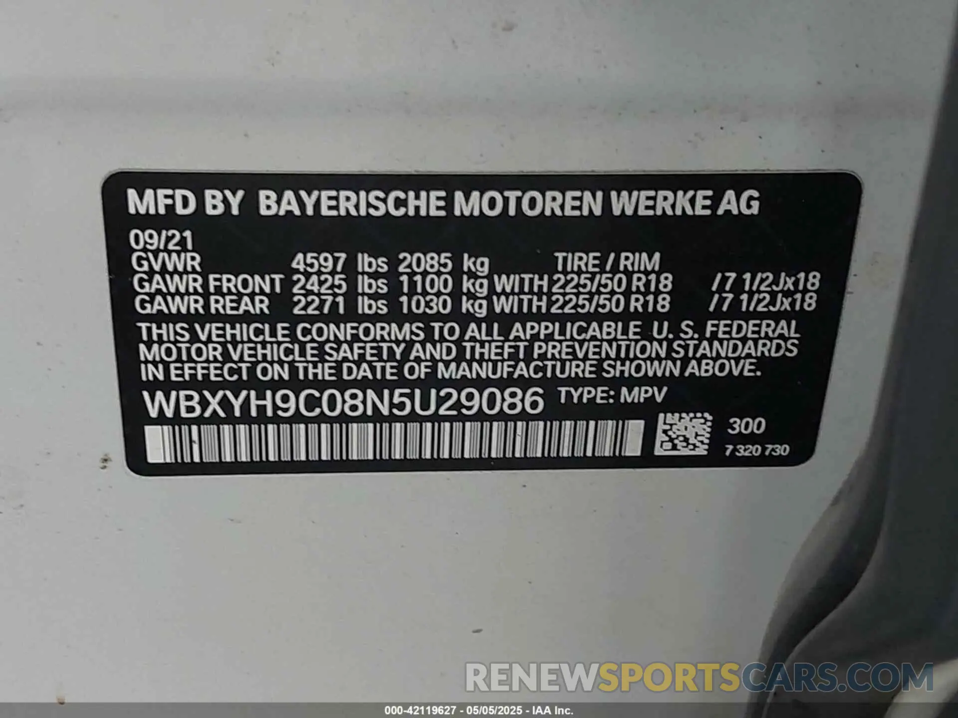 9 Photograph of a damaged car WBXYH9C08N5U29086 BMW X2 2022