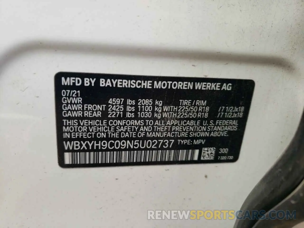 12 Photograph of a damaged car WBXYH9C09N5U02737 BMW X2 2022