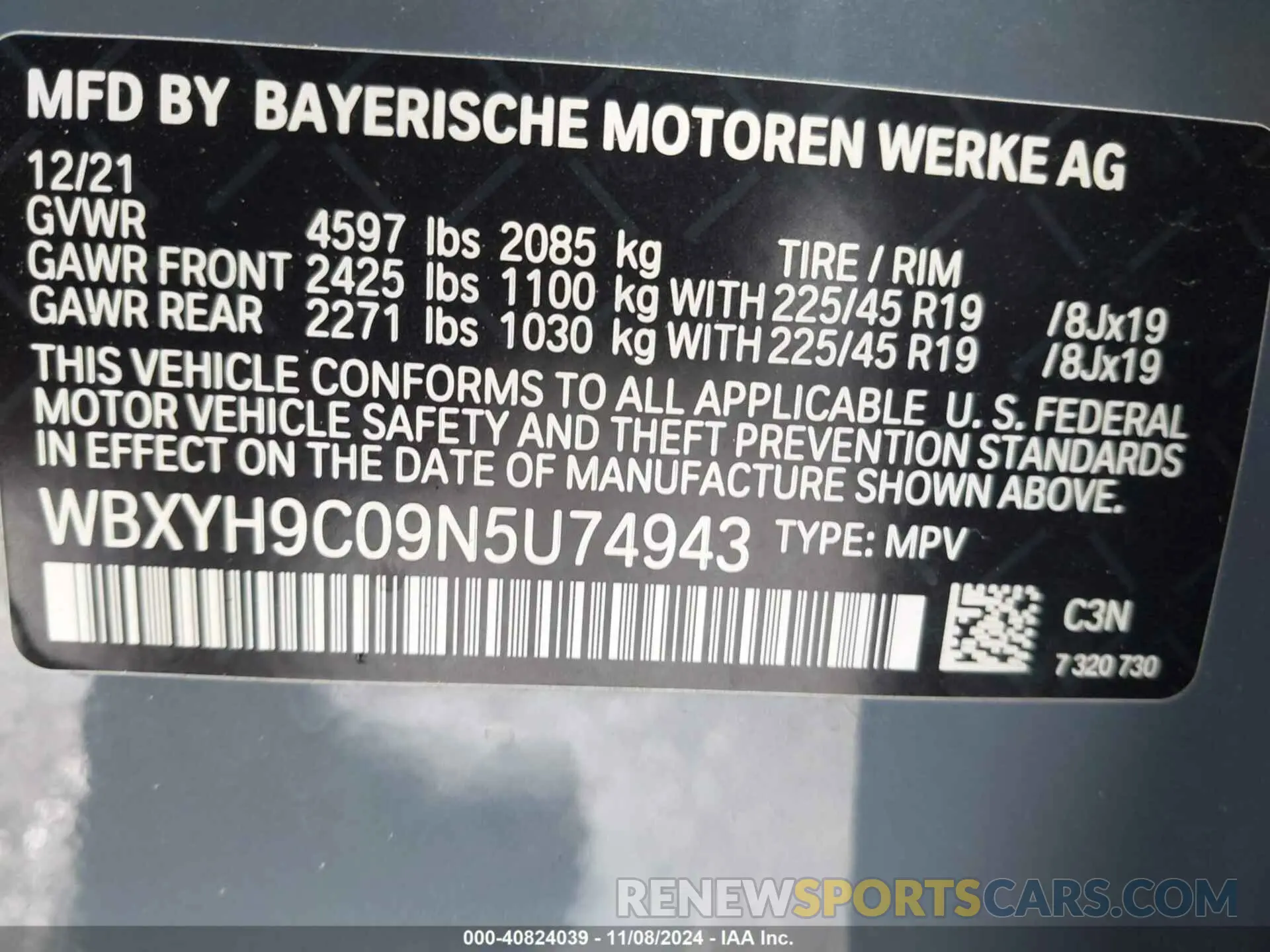 9 Photograph of a damaged car WBXYH9C09N5U74943 BMW X2 2022