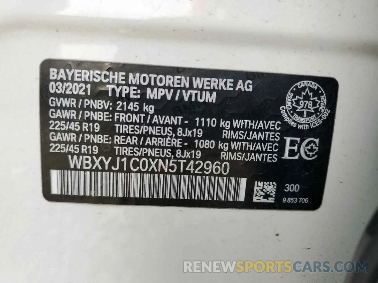 13 Photograph of a damaged car WBXYJ1C0XN5T42960 BMW X2 2022