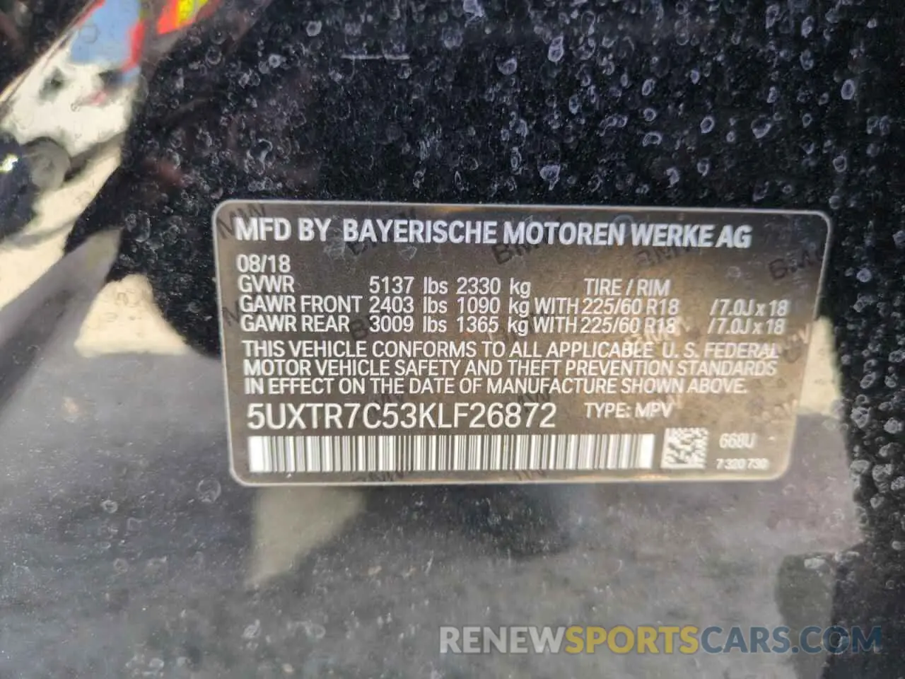14 Photograph of a damaged car 5UXTR7C53KLF26872 BMW X3 2019