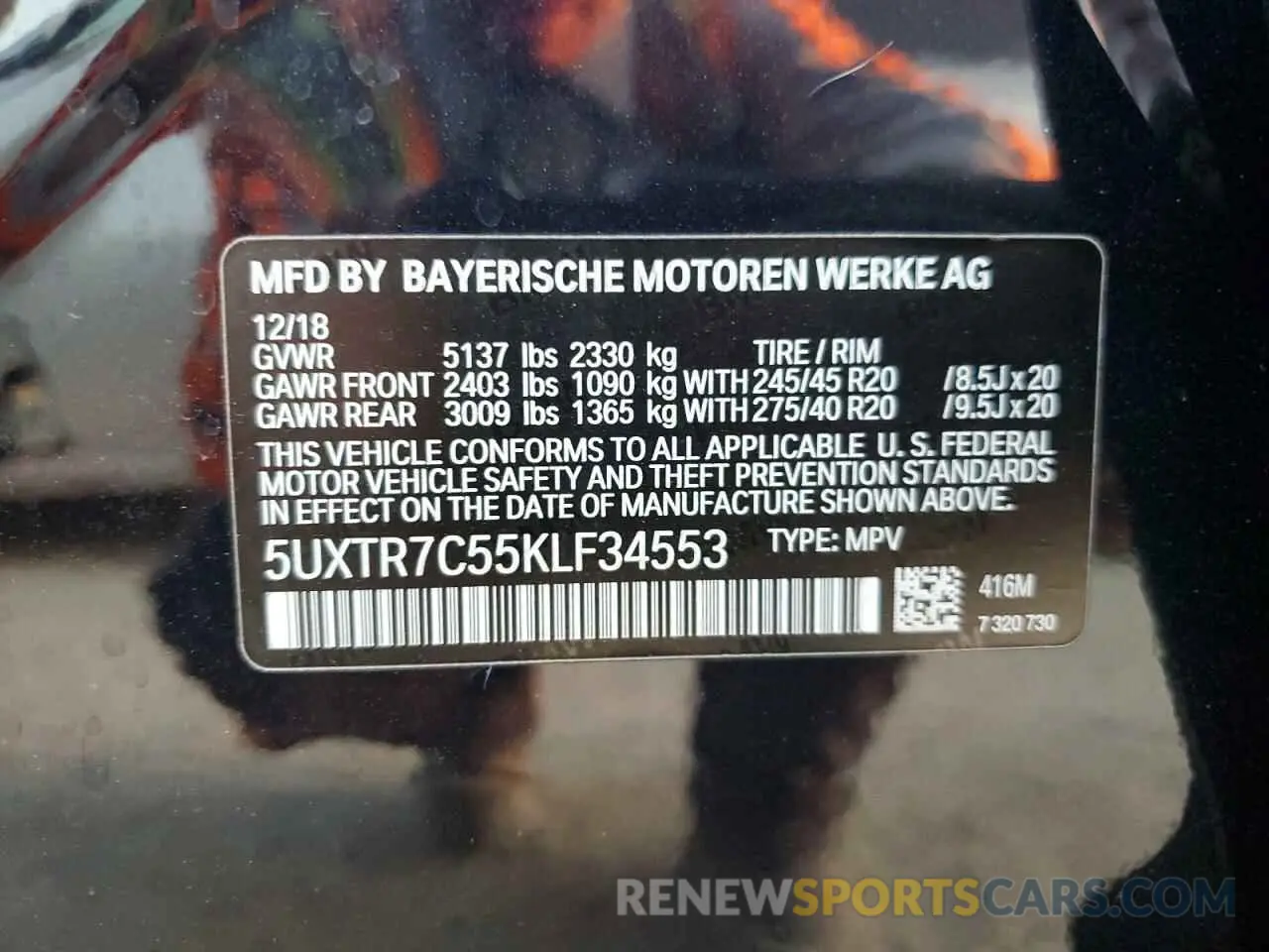 14 Photograph of a damaged car 5UXTR7C55KLF34553 BMW X3 2019