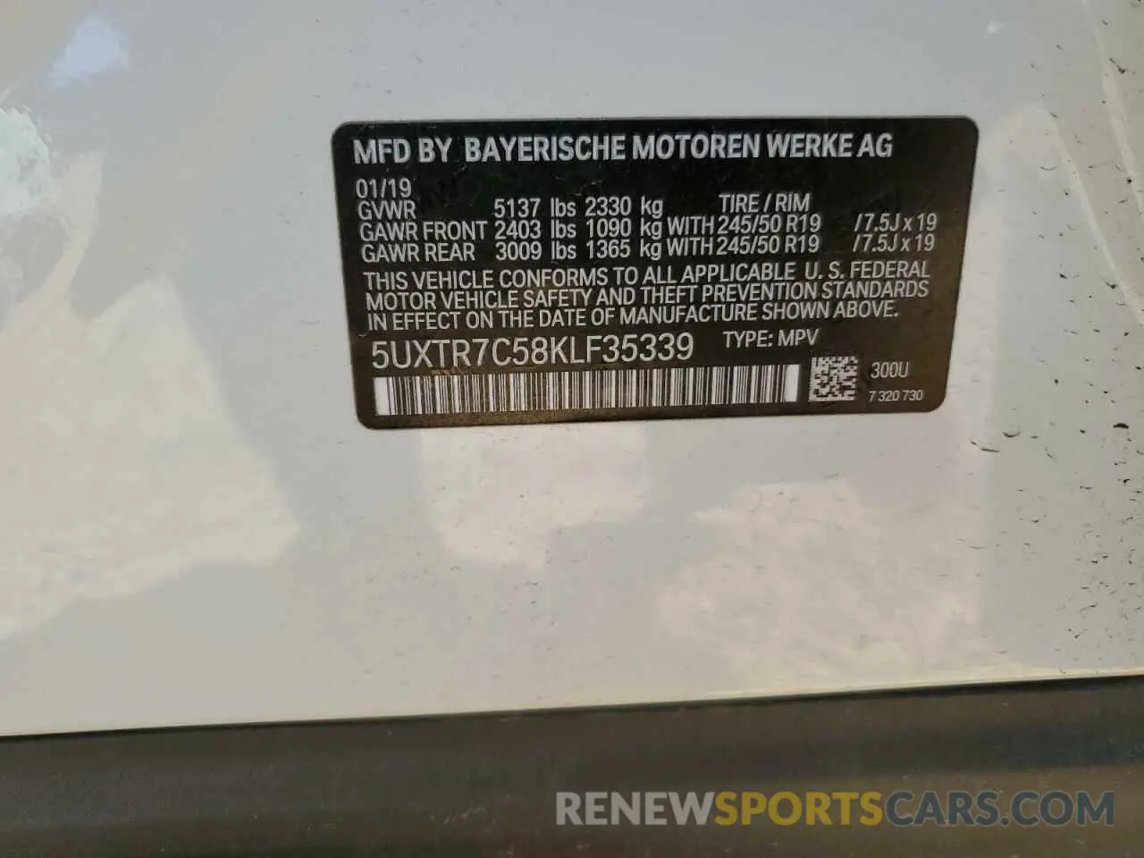 14 Photograph of a damaged car 5UXTR7C58KLF35339 BMW X3 2019