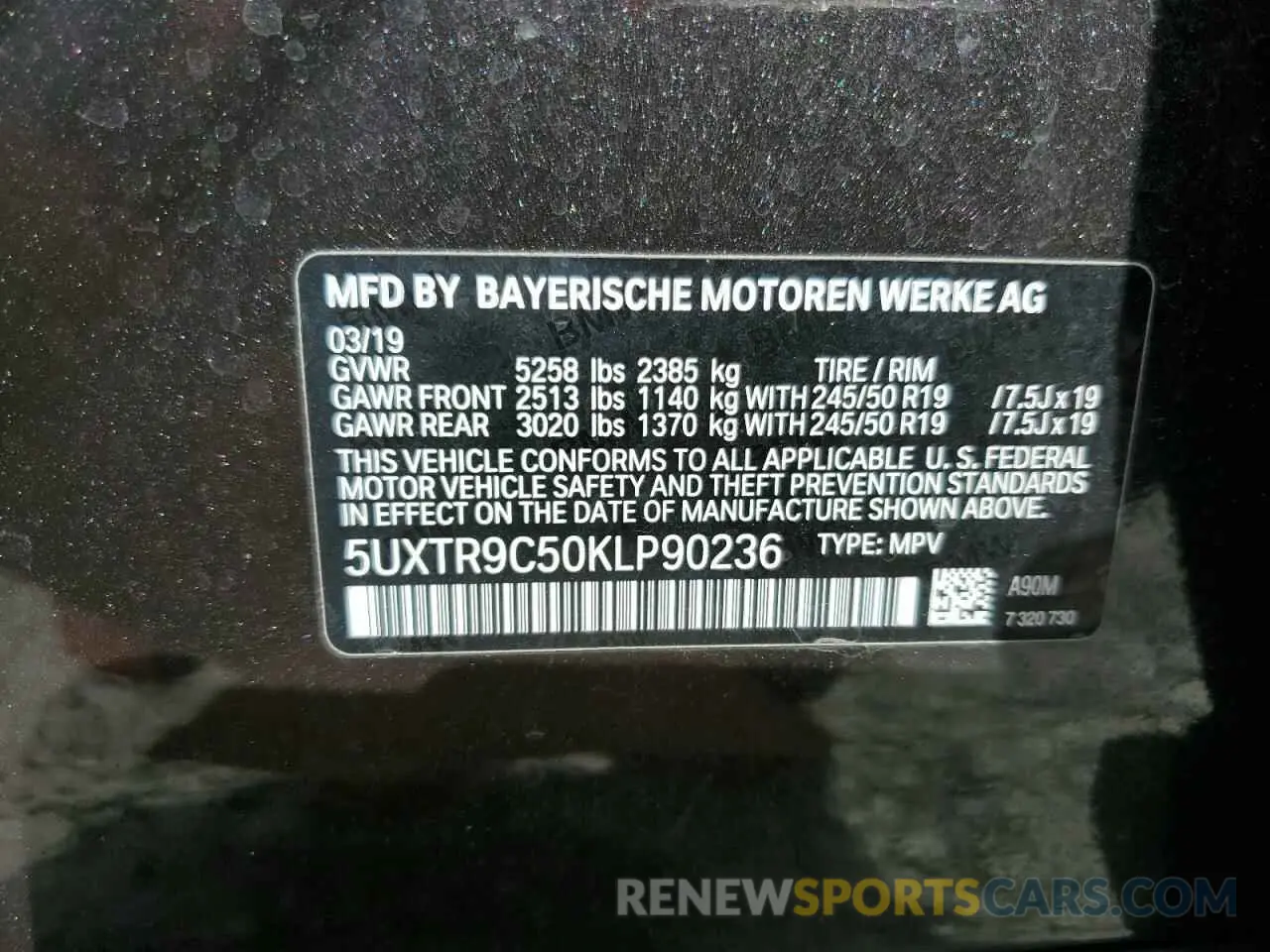 14 Photograph of a damaged car 5UXTR9C50KLP90236 BMW X3 2019