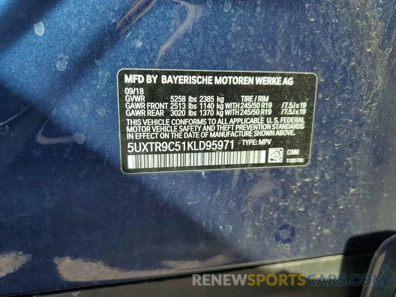 14 Photograph of a damaged car 5UXTR9C51KLD95971 BMW X3 2019