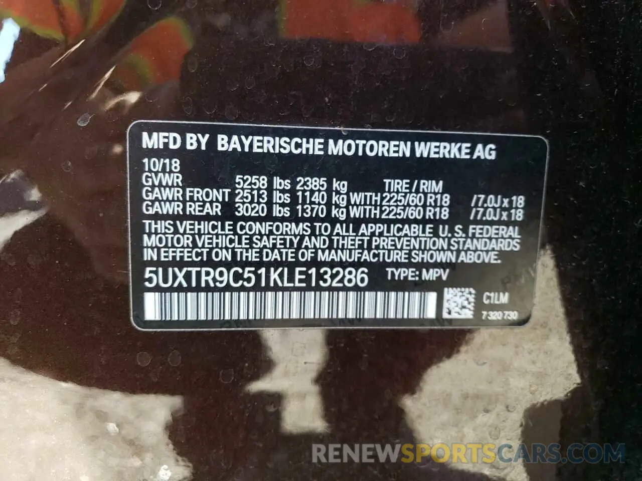 14 Photograph of a damaged car 5UXTR9C51KLE13286 BMW X3 2019