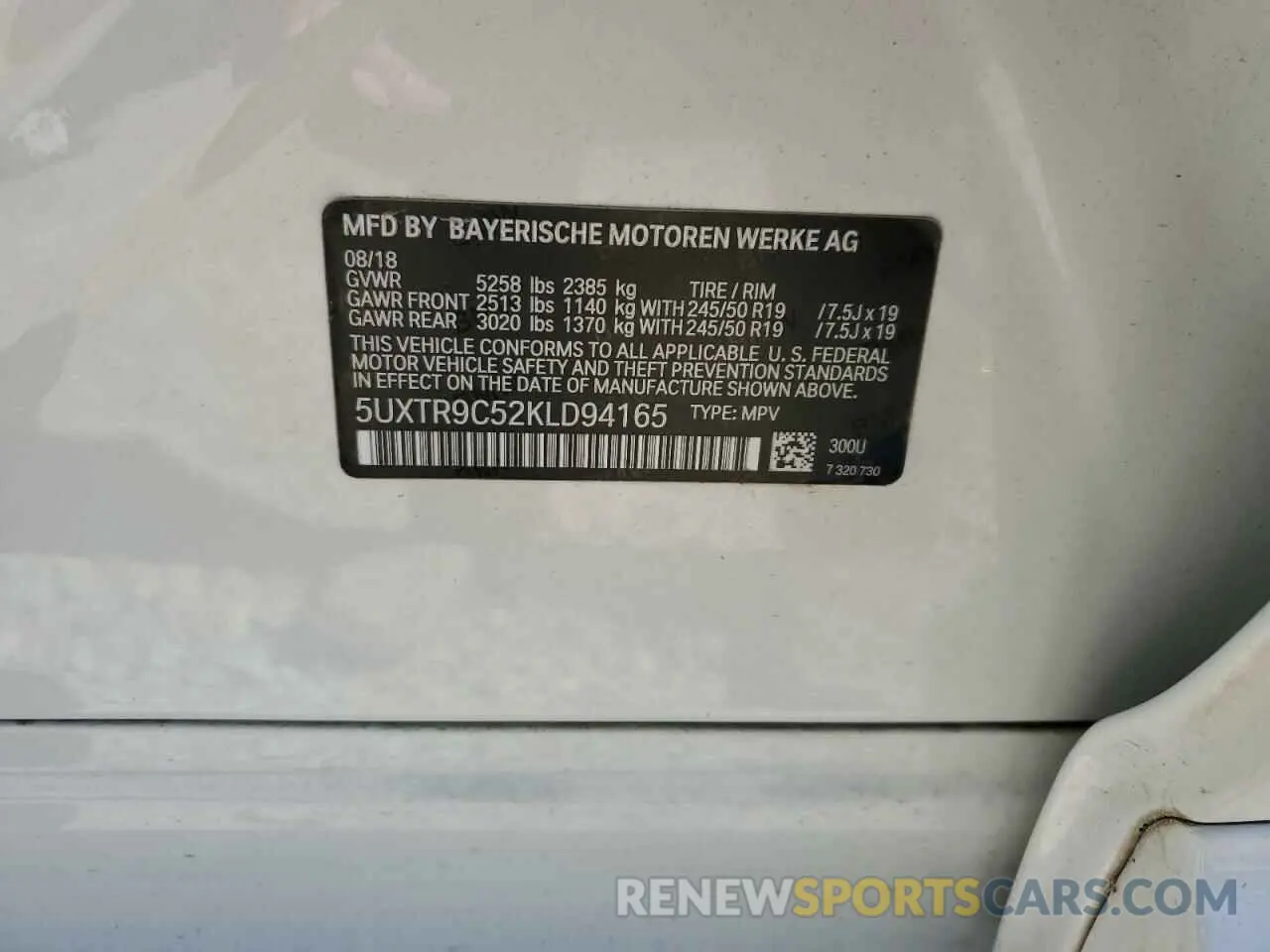14 Photograph of a damaged car 5UXTR9C52KLD94165 BMW X3 2019