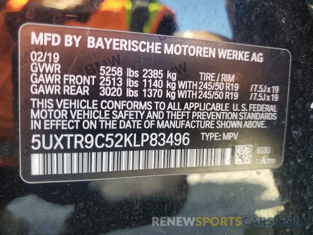 13 Photograph of a damaged car 5UXTR9C52KLP83496 BMW X3 2019