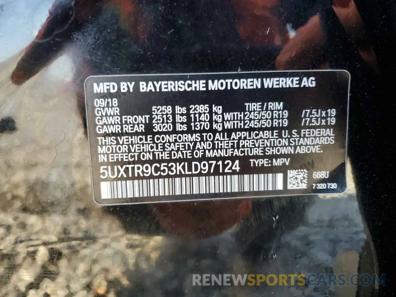 13 Photograph of a damaged car 5UXTR9C53KLD97124 BMW X3 2019