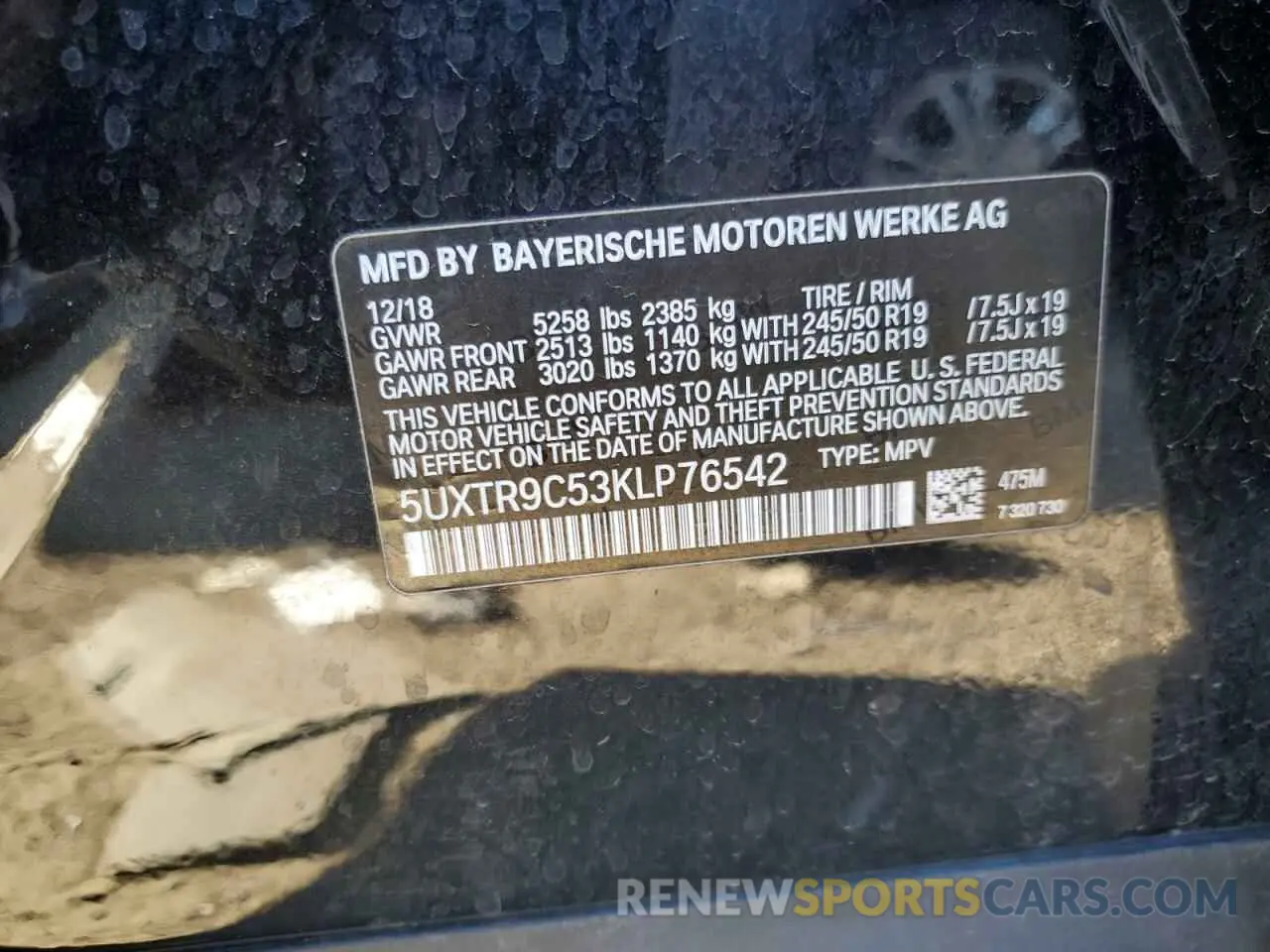 13 Photograph of a damaged car 5UXTR9C53KLP76542 BMW X3 2019