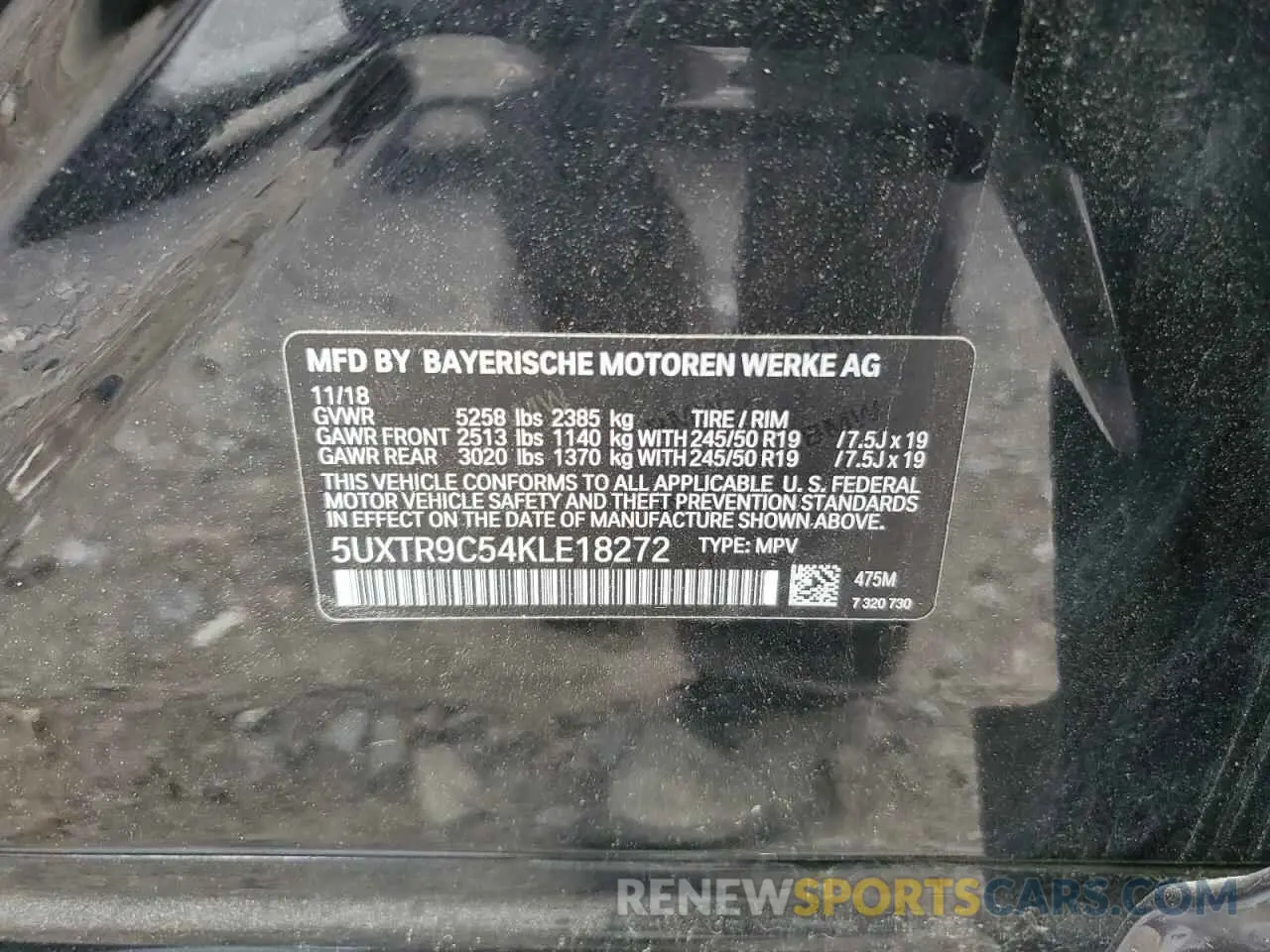 13 Photograph of a damaged car 5UXTR9C54KLE18272 BMW X3 2019
