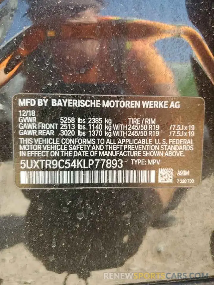 13 Photograph of a damaged car 5UXTR9C54KLP77893 BMW X3 2019