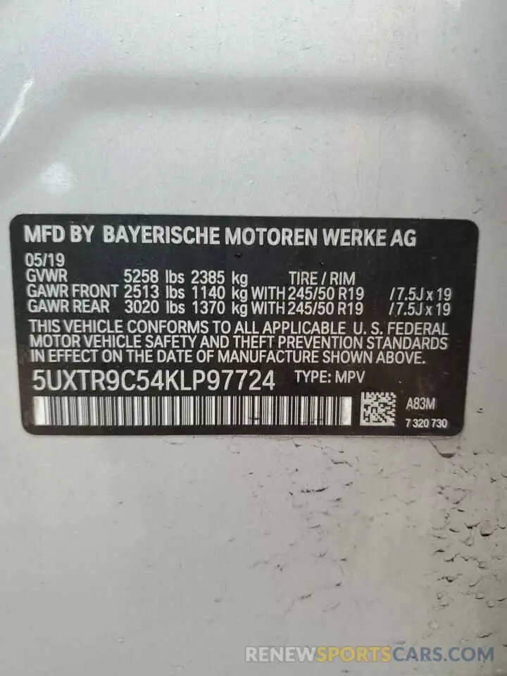 13 Photograph of a damaged car 5UXTR9C54KLP97724 BMW X3 2019