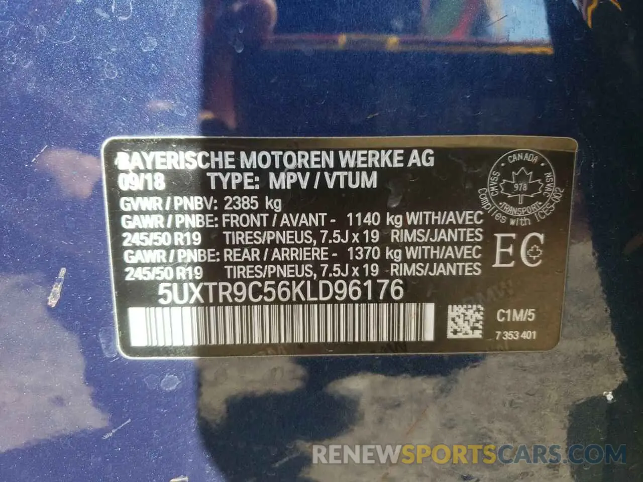 13 Photograph of a damaged car 5UXTR9C56KLD96176 BMW X3 2019