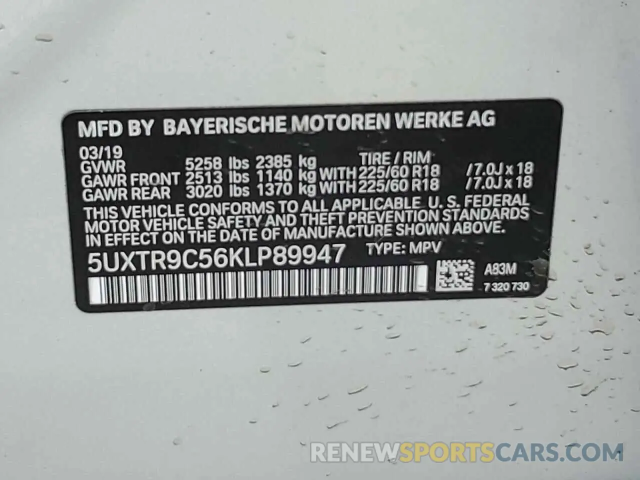 13 Photograph of a damaged car 5UXTR9C56KLP89947 BMW X3 2019