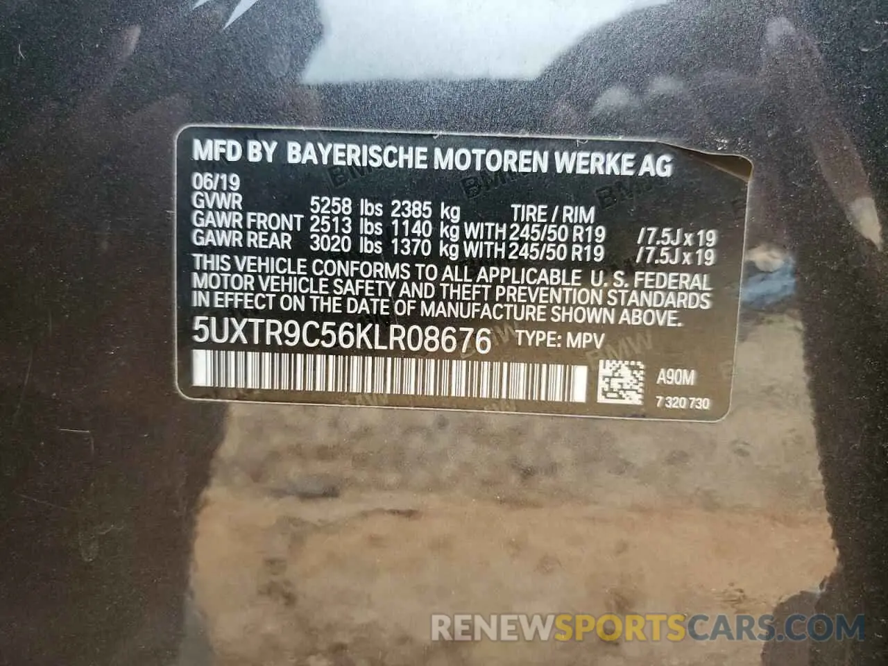 14 Photograph of a damaged car 5UXTR9C56KLR08676 BMW X3 2019