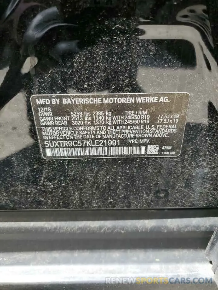13 Photograph of a damaged car 5UXTR9C57KLE21991 BMW X3 2019