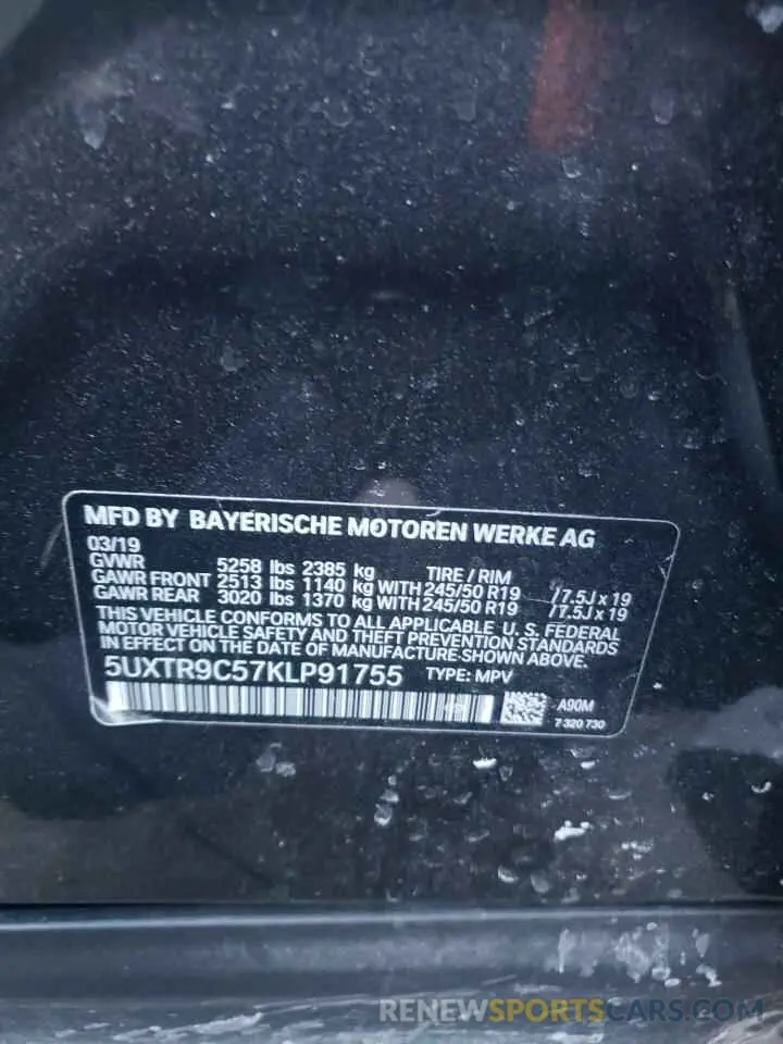 13 Photograph of a damaged car 5UXTR9C57KLP91755 BMW X3 2019