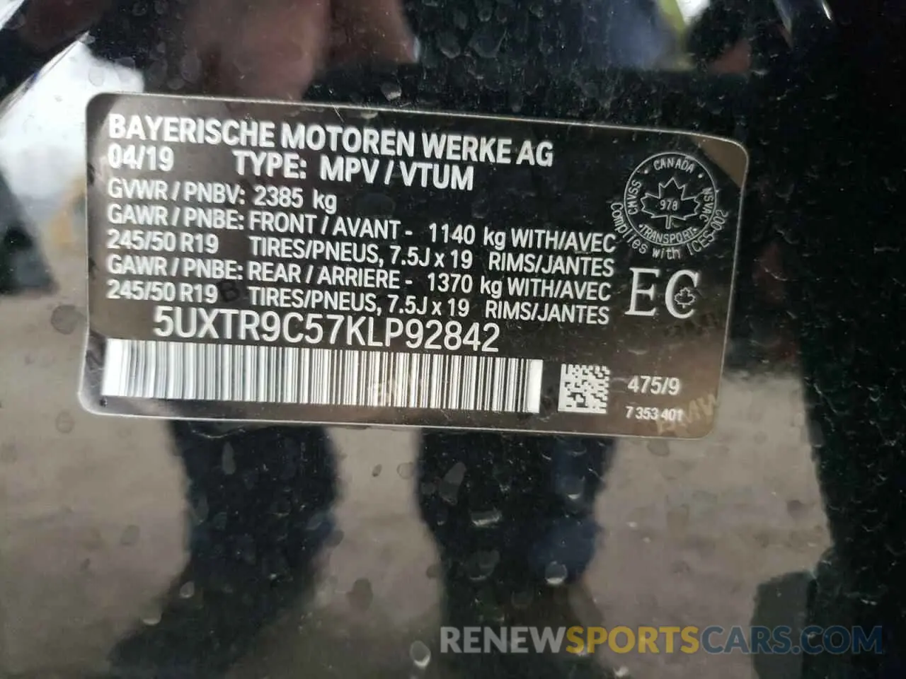 14 Photograph of a damaged car 5UXTR9C57KLP92842 BMW X3 2019
