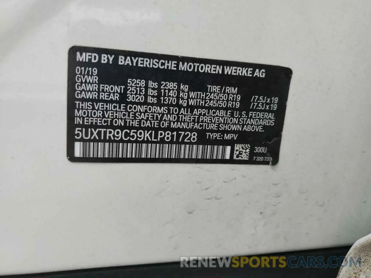 13 Photograph of a damaged car 5UXTR9C59KLP81728 BMW X3 2019
