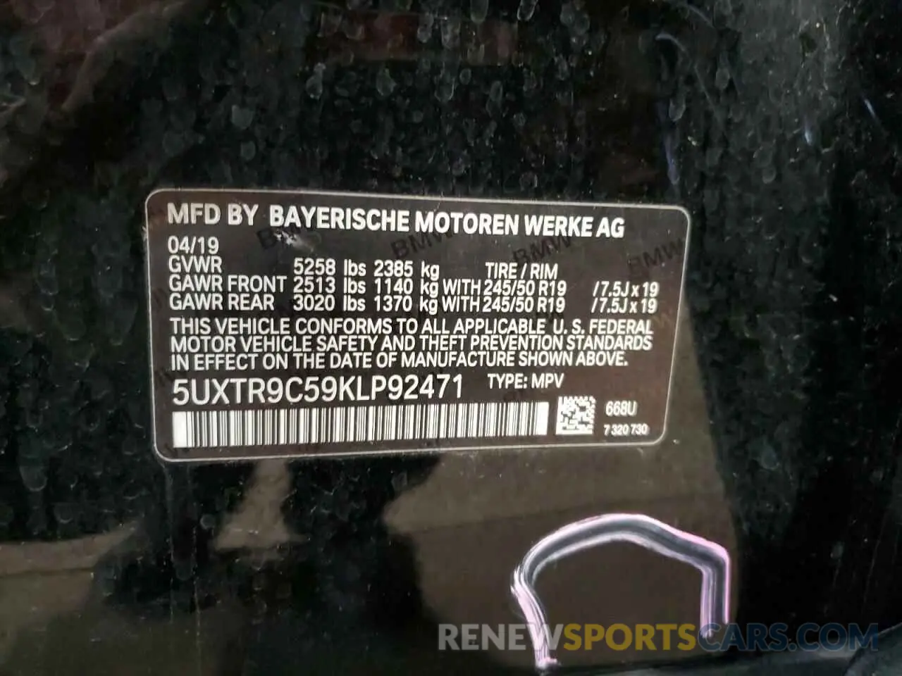 14 Photograph of a damaged car 5UXTR9C59KLP92471 BMW X3 2019