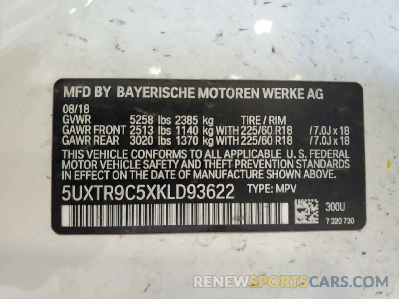 14 Photograph of a damaged car 5UXTR9C5XKLD93622 BMW X3 2019