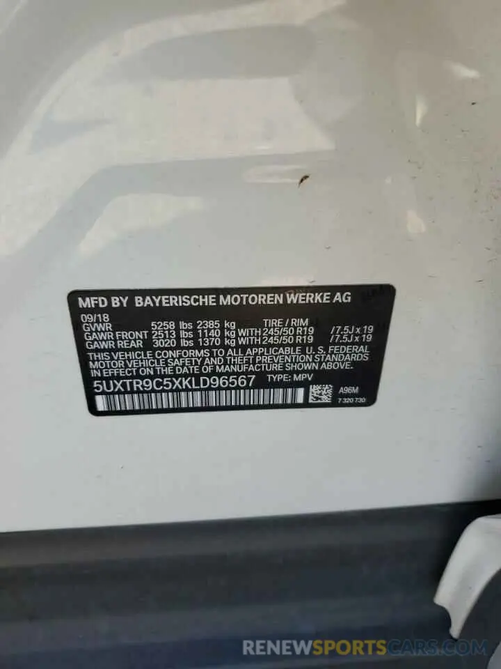 13 Photograph of a damaged car 5UXTR9C5XKLD96567 BMW X3 2019