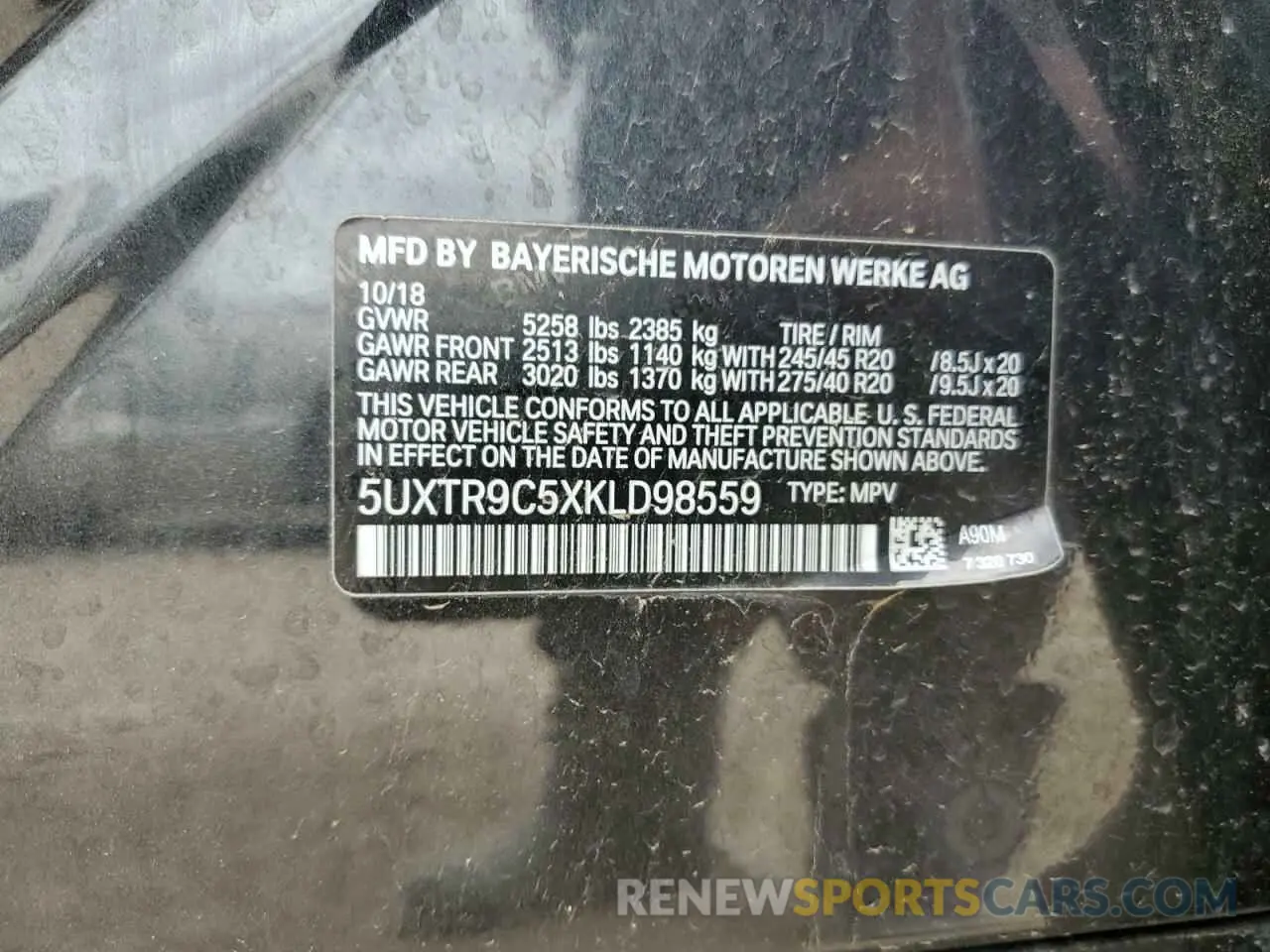 13 Photograph of a damaged car 5UXTR9C5XKLD98559 BMW X3 2019
