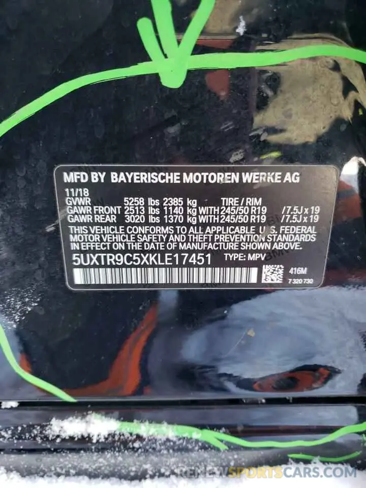 13 Photograph of a damaged car 5UXTR9C5XKLE17451 BMW X3 2019