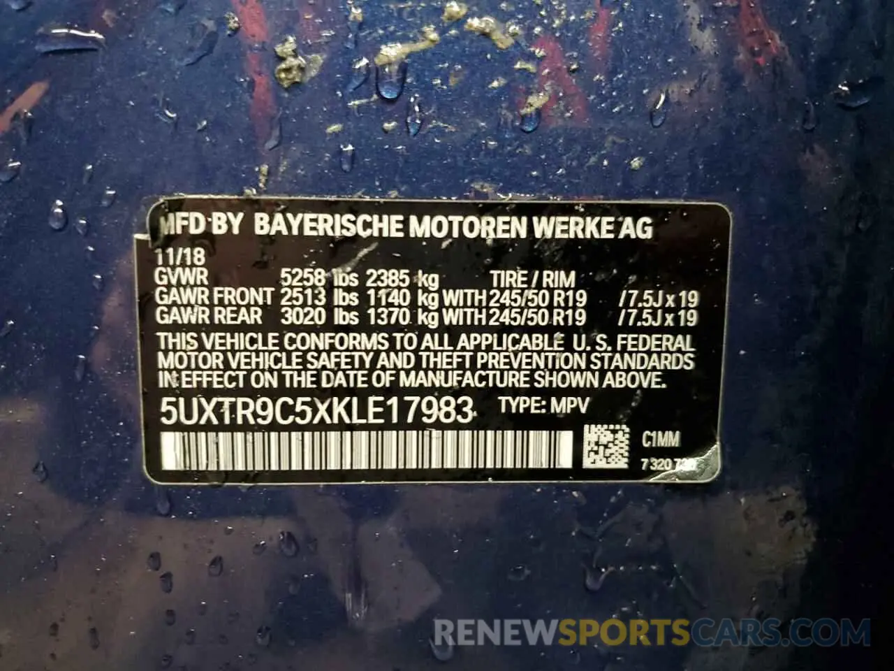 12 Photograph of a damaged car 5UXTR9C5XKLE17983 BMW X3 2019