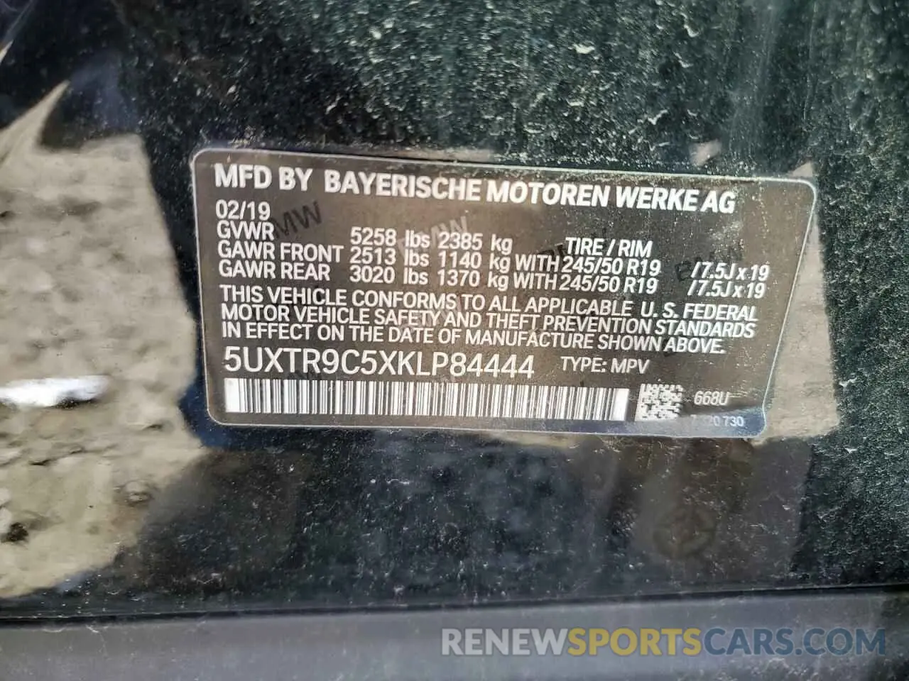 14 Photograph of a damaged car 5UXTR9C5XKLP84444 BMW X3 2019
