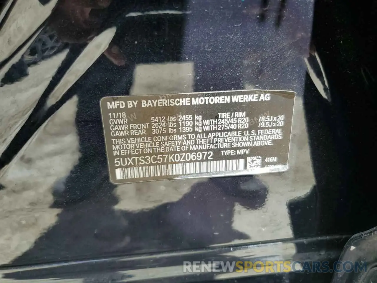 14 Photograph of a damaged car 5UXTS3C57K0Z06972 BMW X3 2019