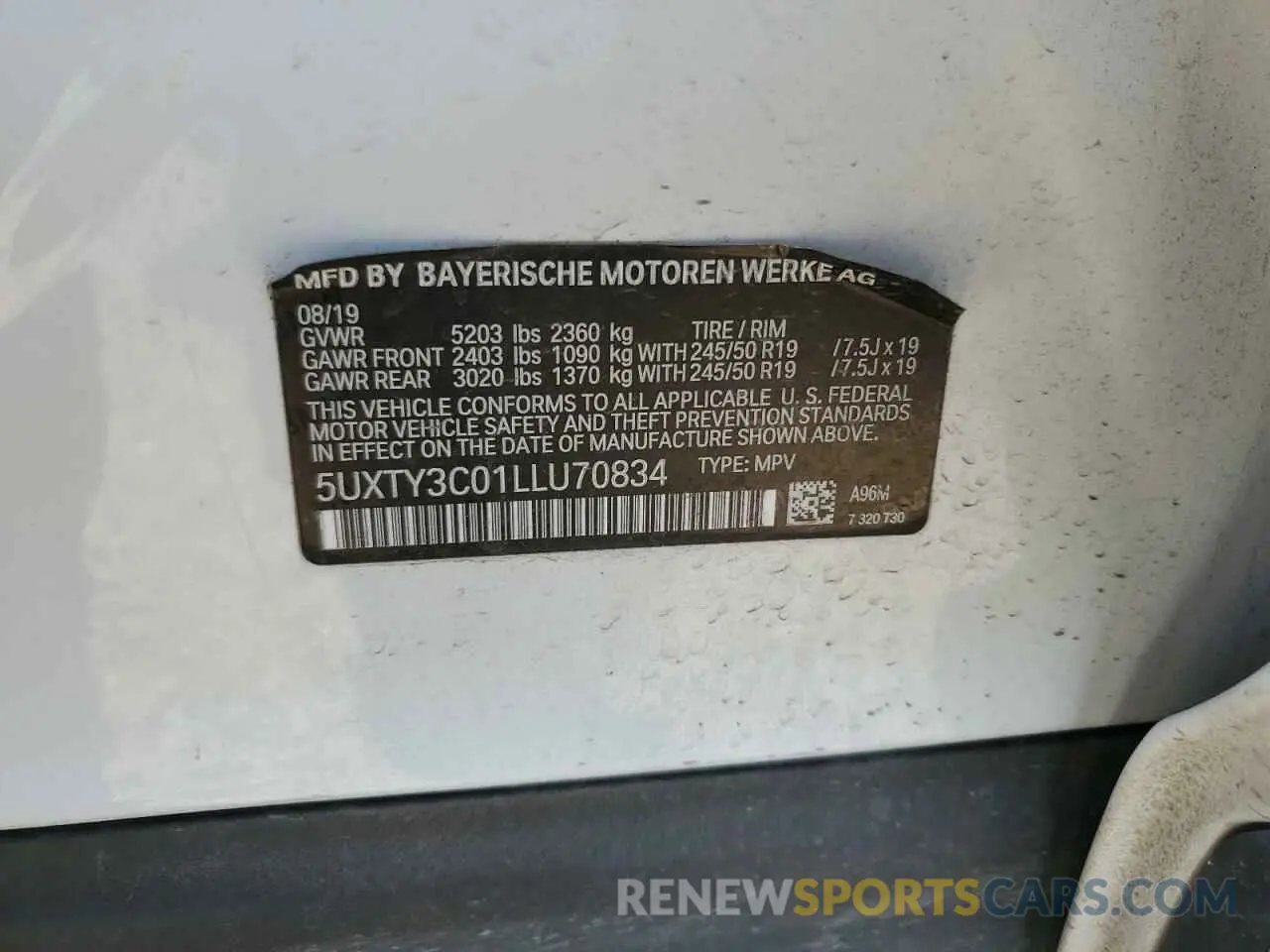 13 Photograph of a damaged car 5UXTY3C01LLU70834 BMW X3 2020