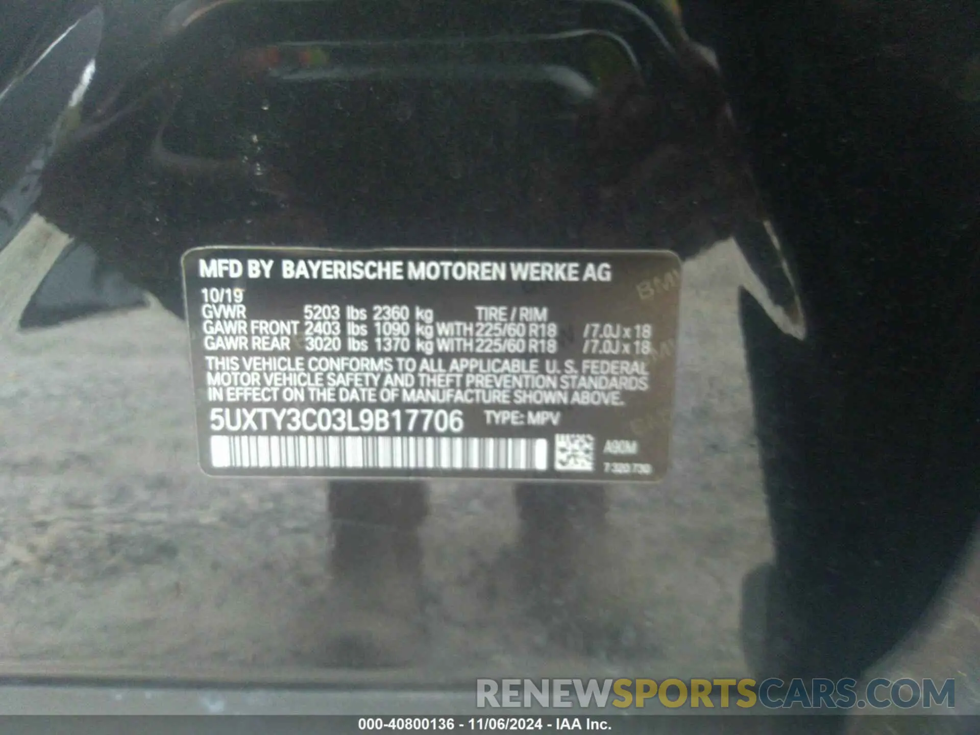 9 Photograph of a damaged car 5UXTY3C03L9B17706 BMW X3 2020
